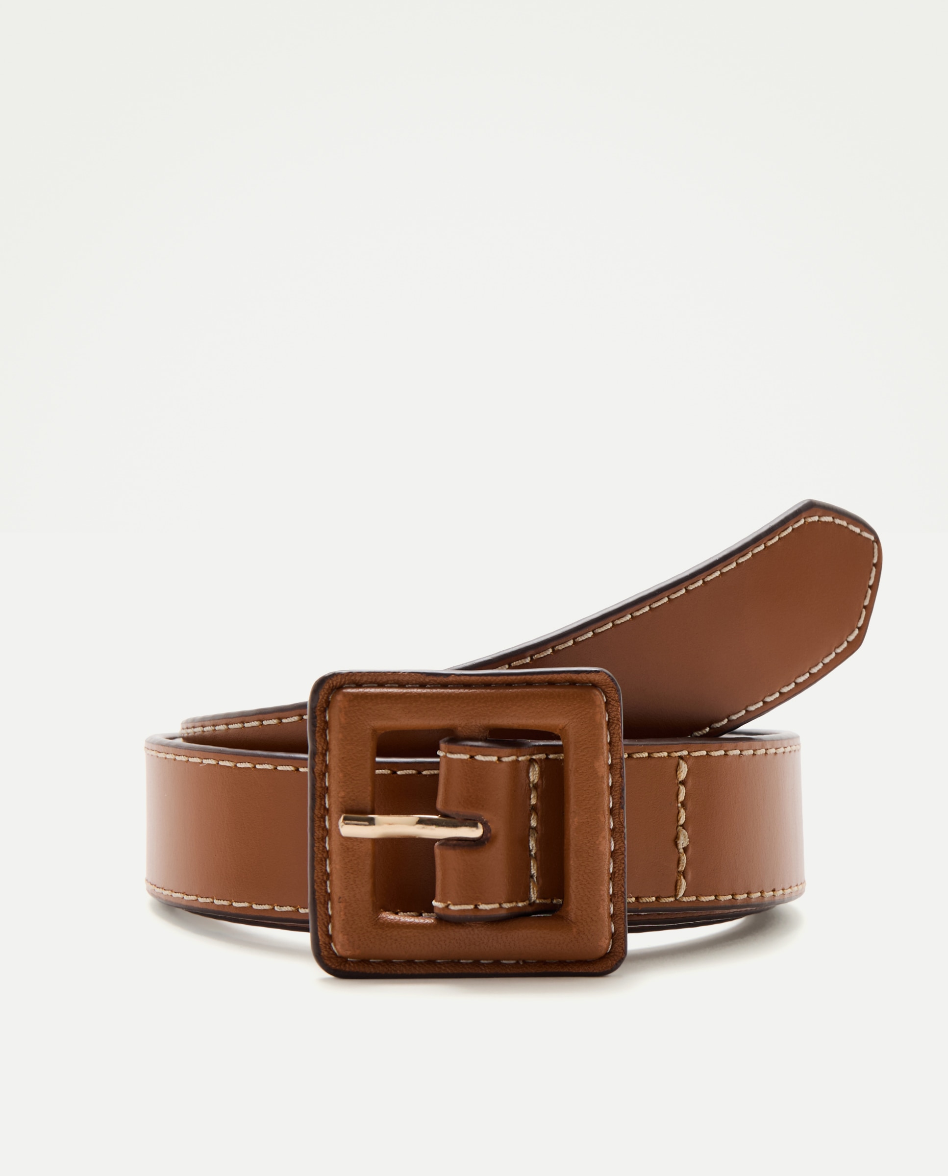 Imagen 1 de Cinturón de piel con hebilla forrada - Latouche - 730 Camel 730 Camel