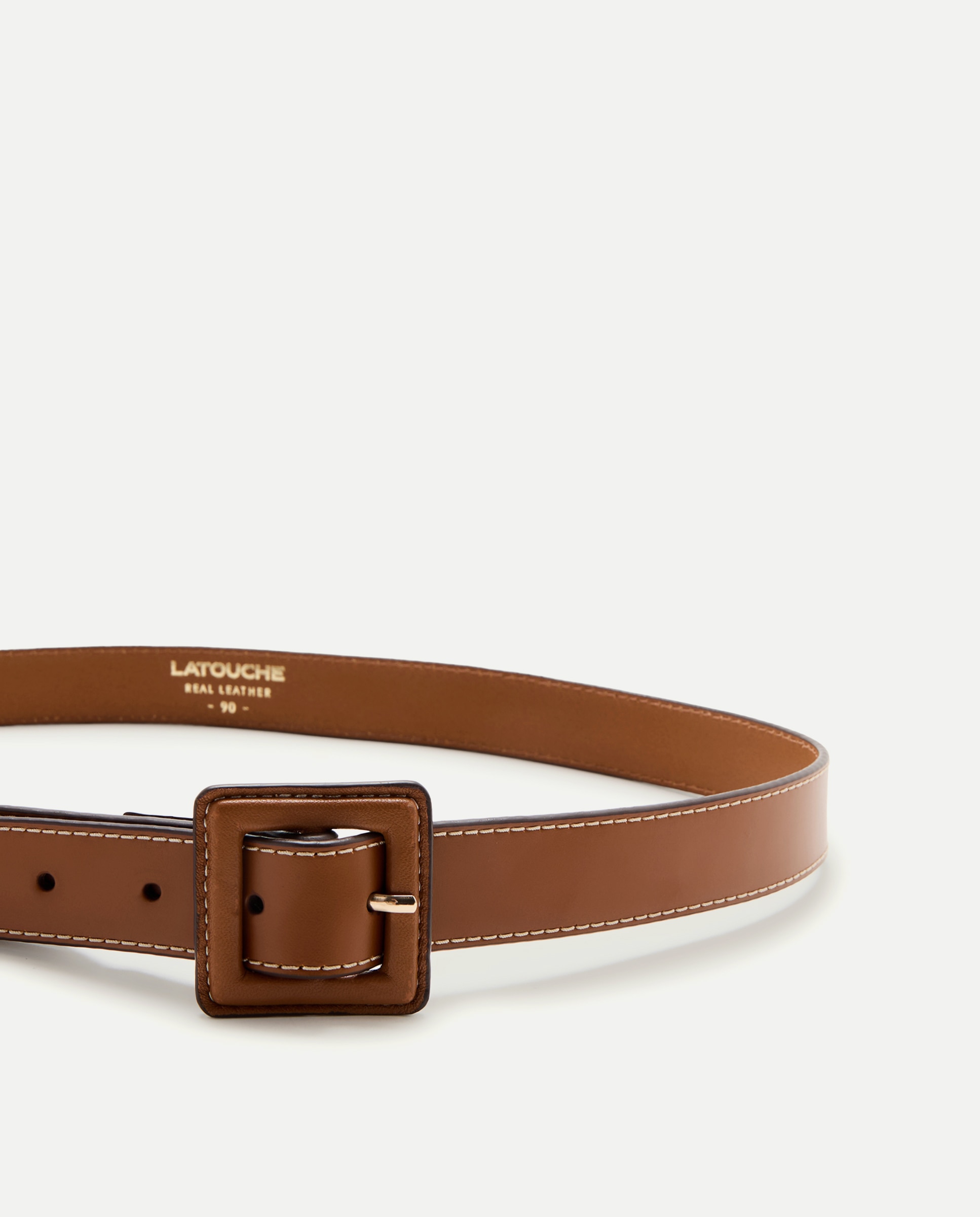 Imagen 3 de Cinturón de piel con hebilla forrada - Latouche - 730 Camel 730 Camel