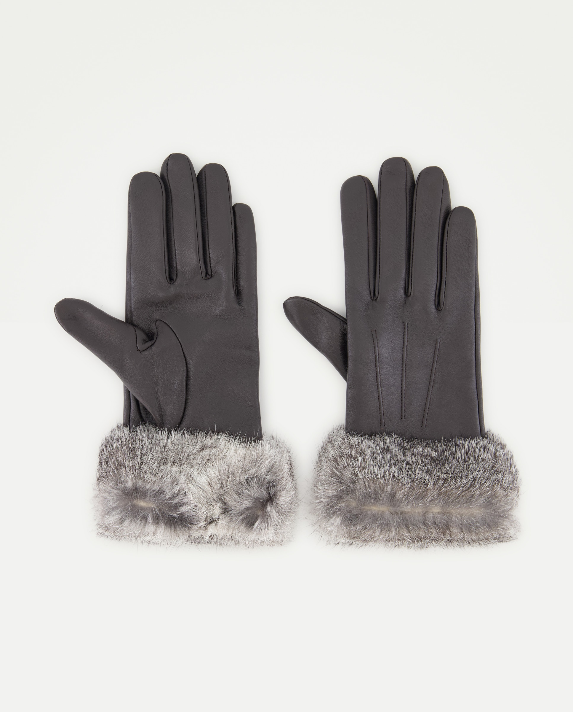 Imagen 0 de Guantes basico piel puño pelo con caja Negro
