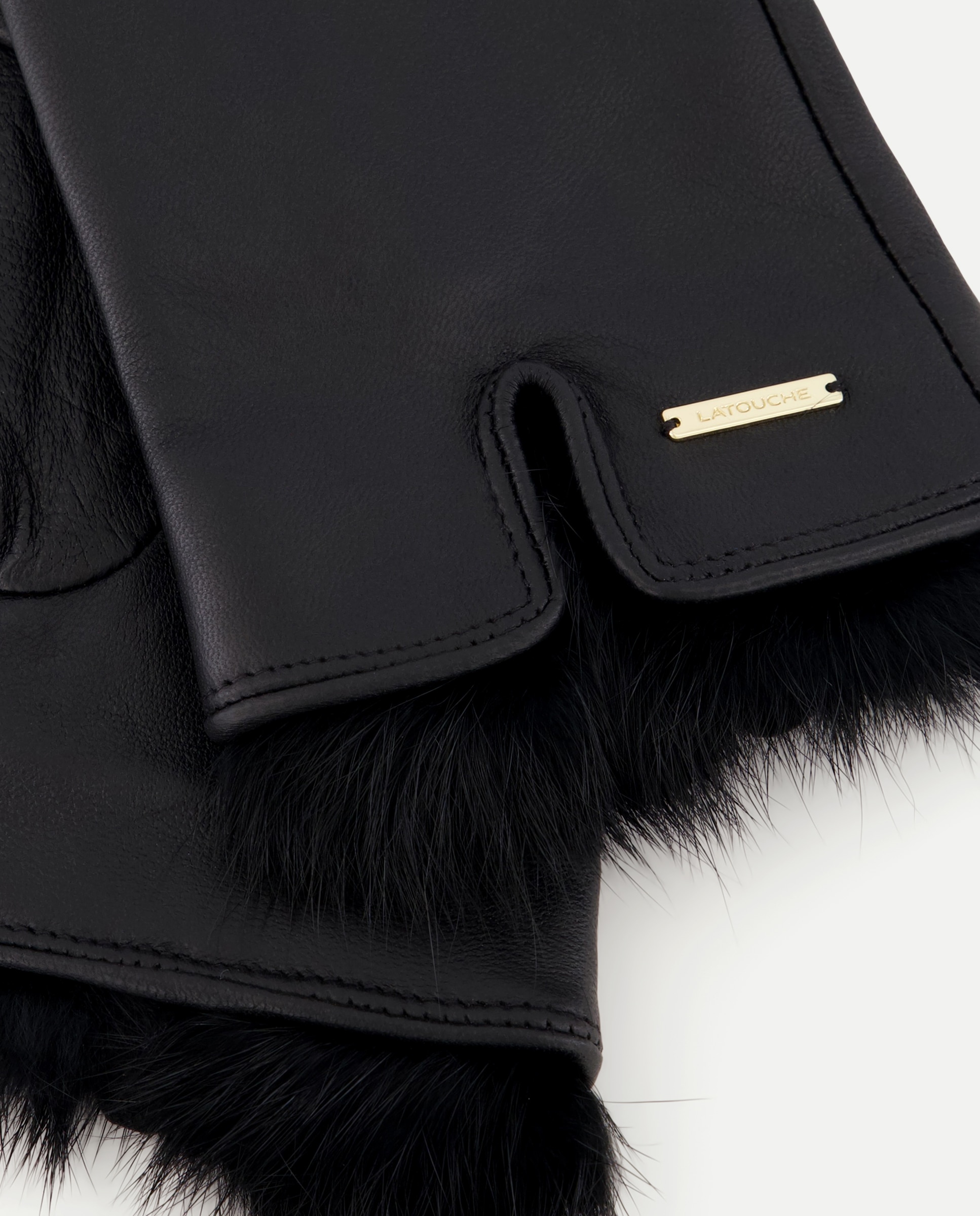Guantes piel puño pelo dentro - Latouche - Negro Negro-2