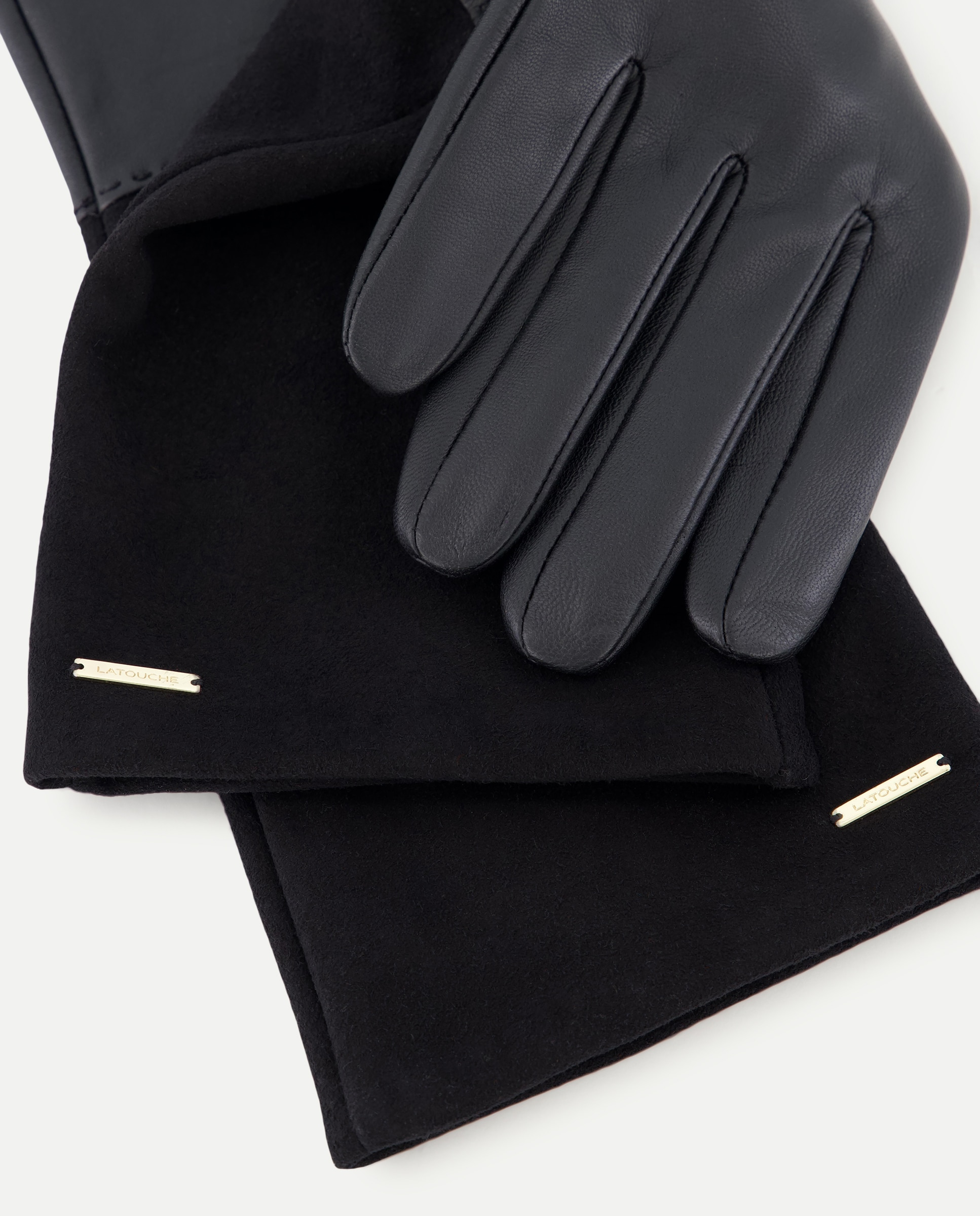 Luvas em Pele Bimaterial Compridas Preto-3