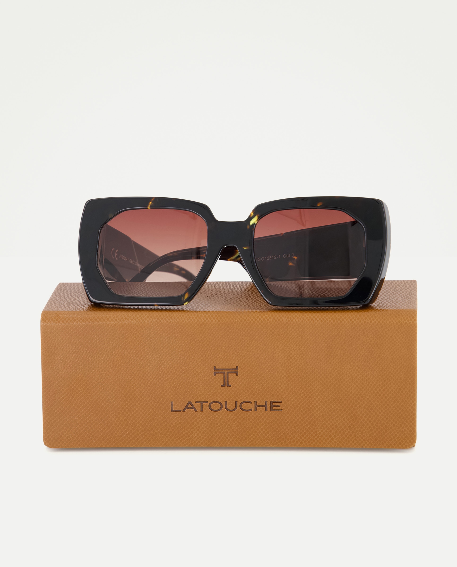 Óculos de Sol Retangulares com Degradé Castanho-4