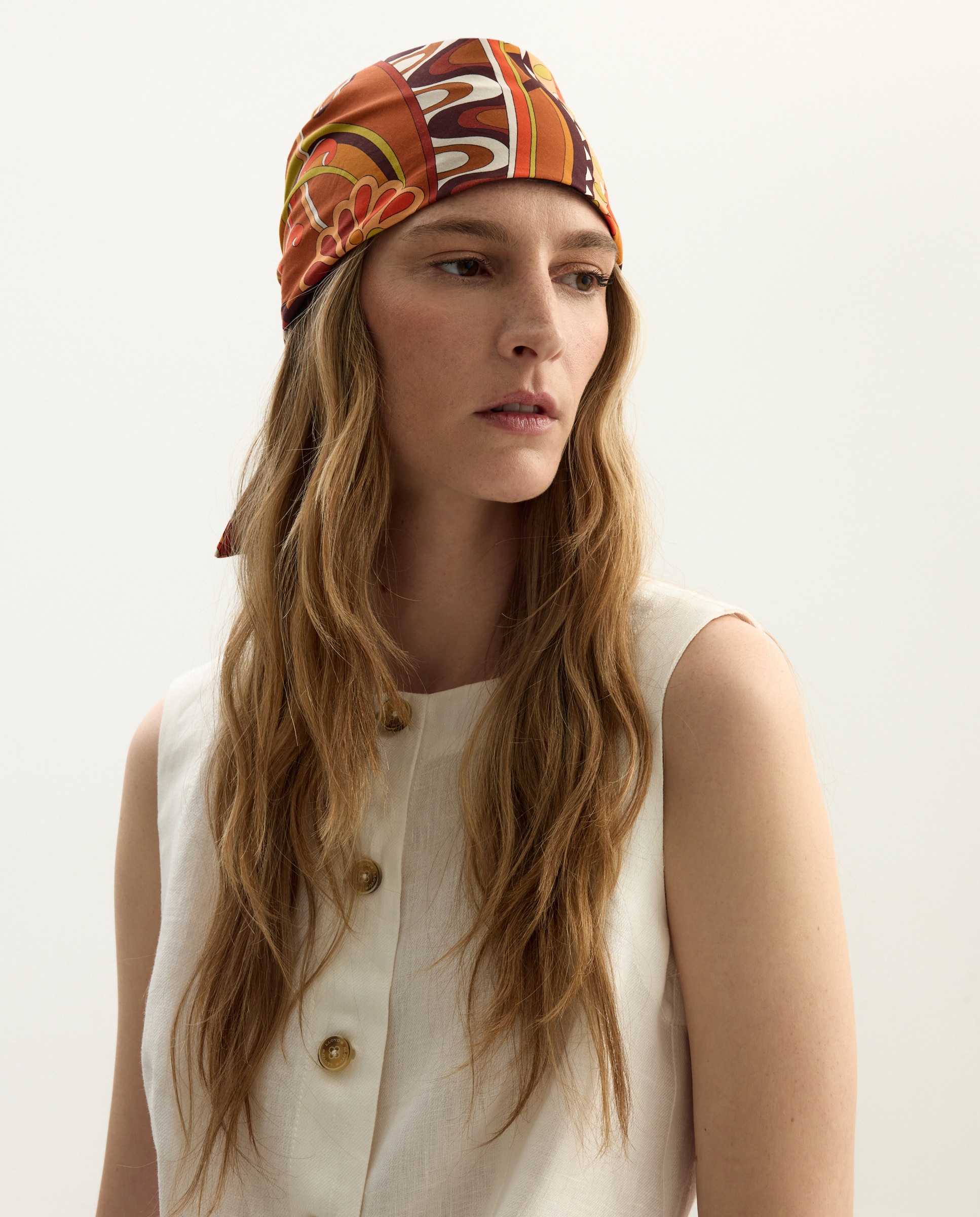 Turbante com Estampado dos Anos 70 200 Rosa-3