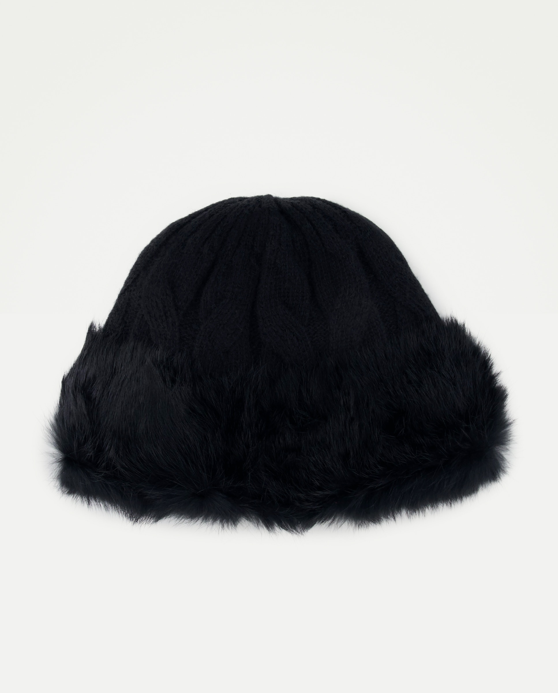 Gorro de punto con pelo de conejo - Latouche - Negro Negro-1
