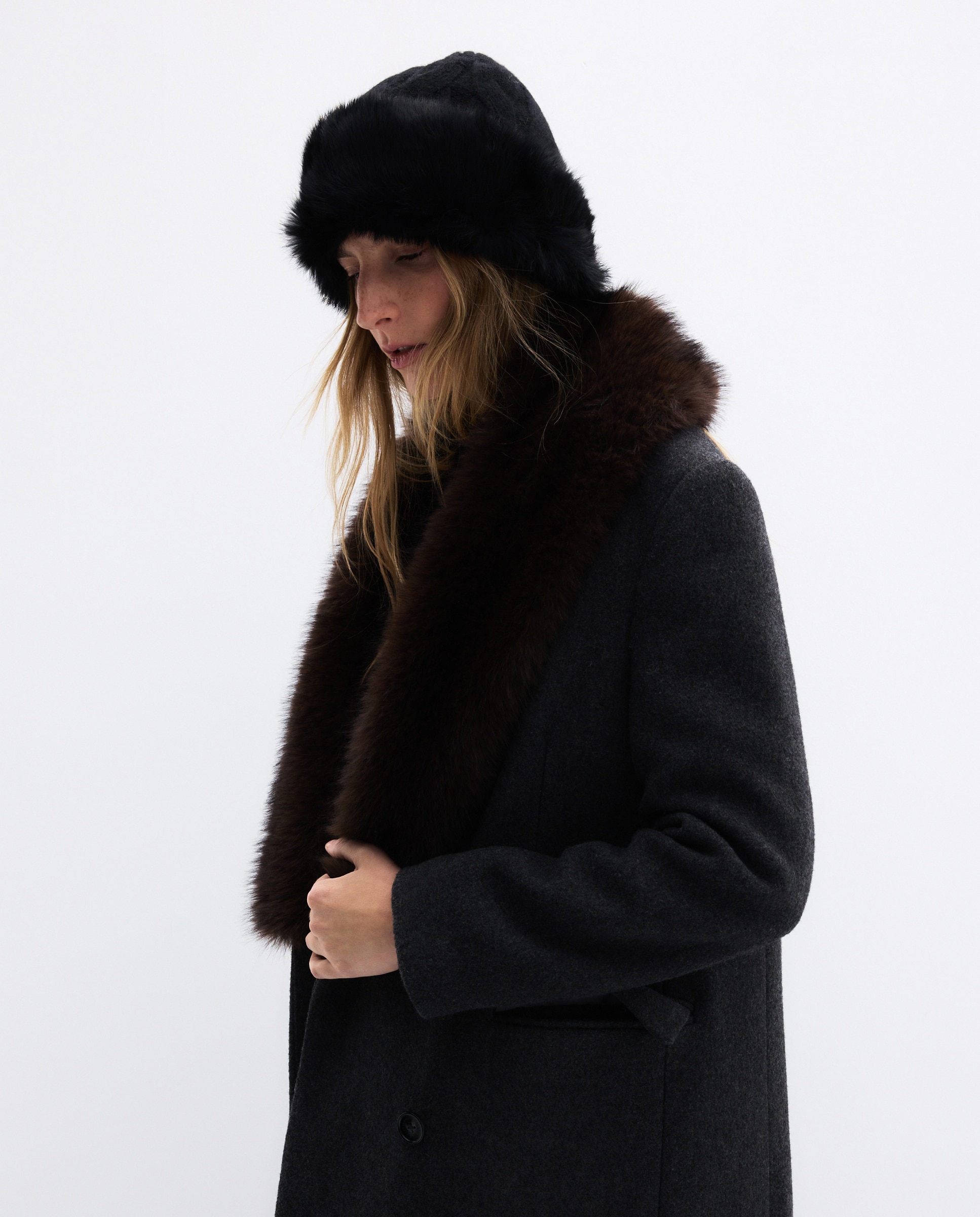 Gorro de punto con pelo de conejo - Latouche - Negro Negro-3