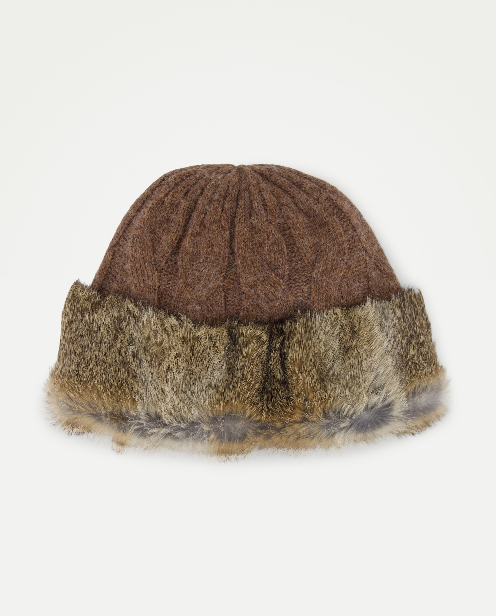 Gorro de punto con pelo de conejo - Latouche - Marrón Marrón-1