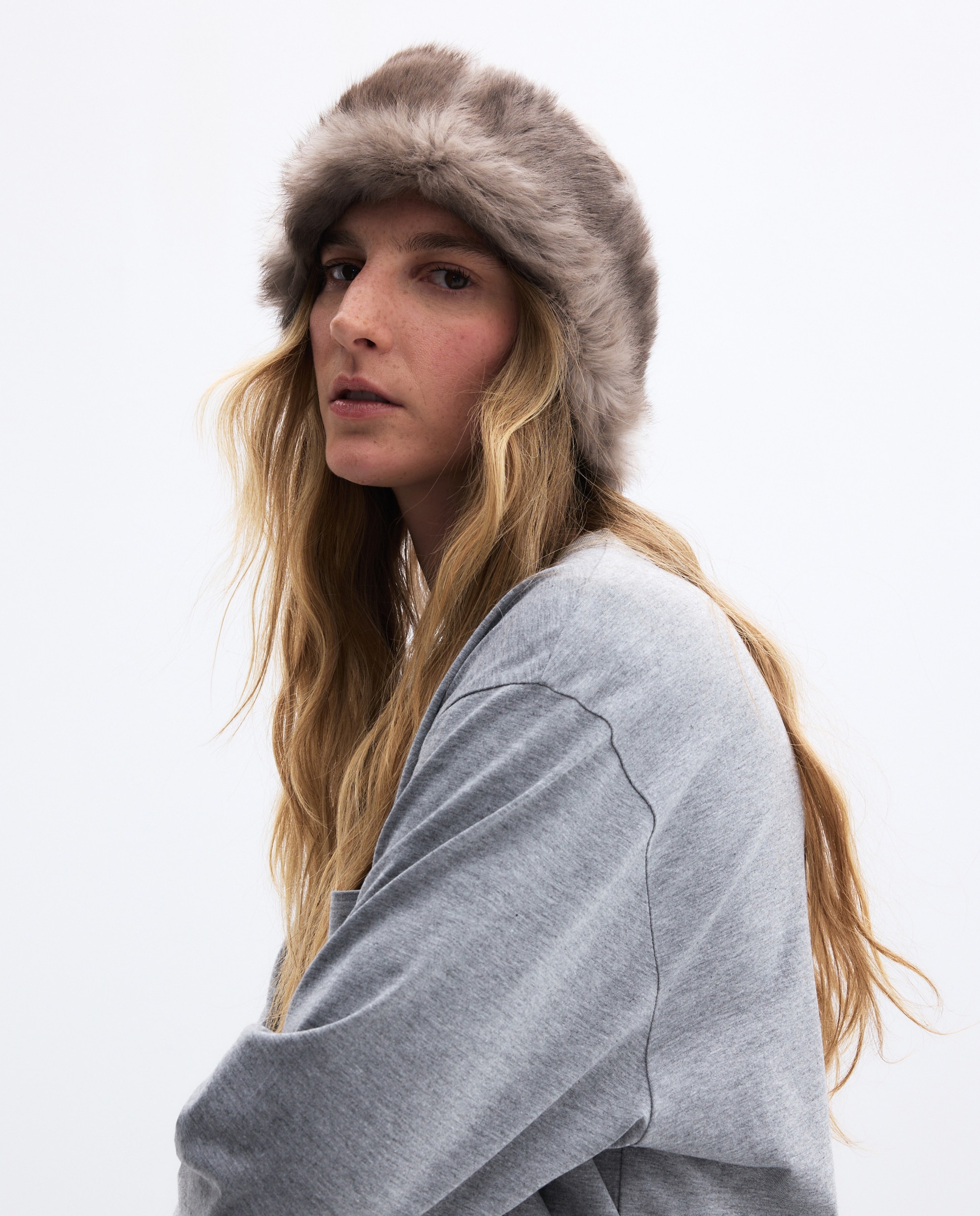 Gorro de punto con pelo de conejo - Latouche - Gris claro Gris claro-3