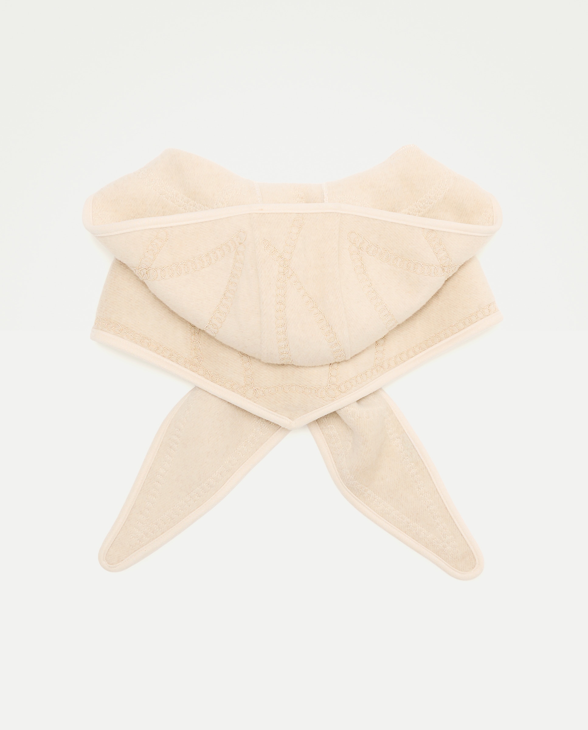 Capuz Bordado de Lã e Seda Bege-2