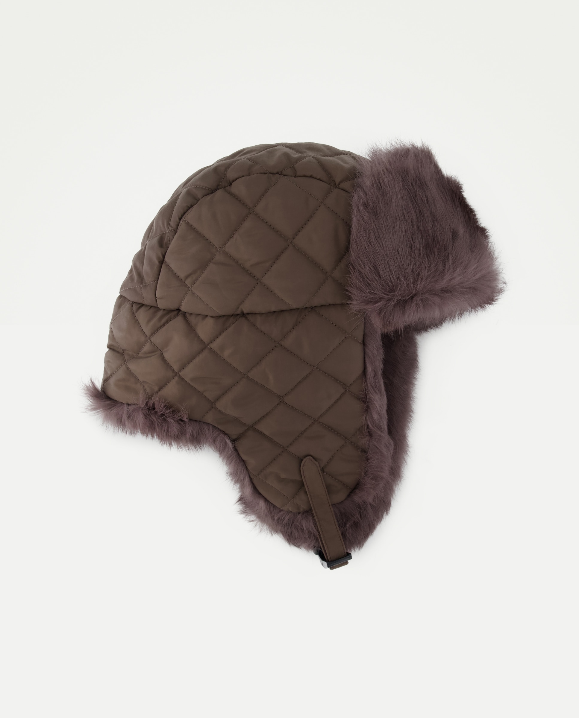 Gorro nylon acolchado con pelo conejo - Latouche - Marrón Marrón-1