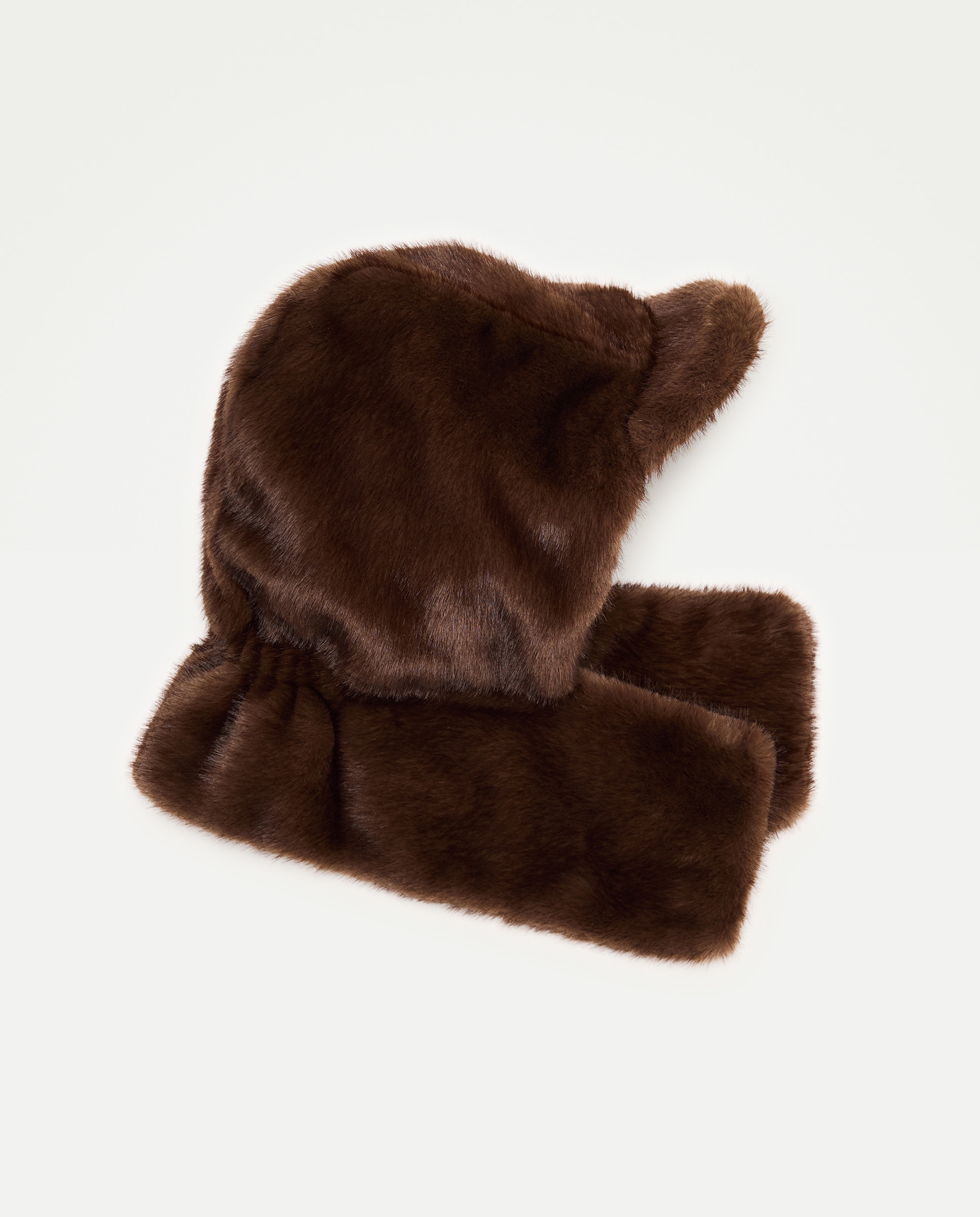 Gorro con cuello de pelo sintético - Latouche - Marrón Marrón-1
