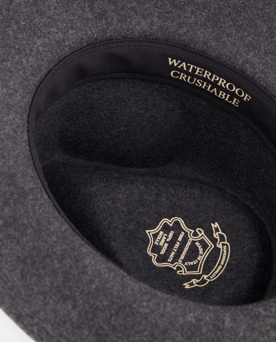 Chapéu de Feltro com Fita Bordada Cinzento-claro-3