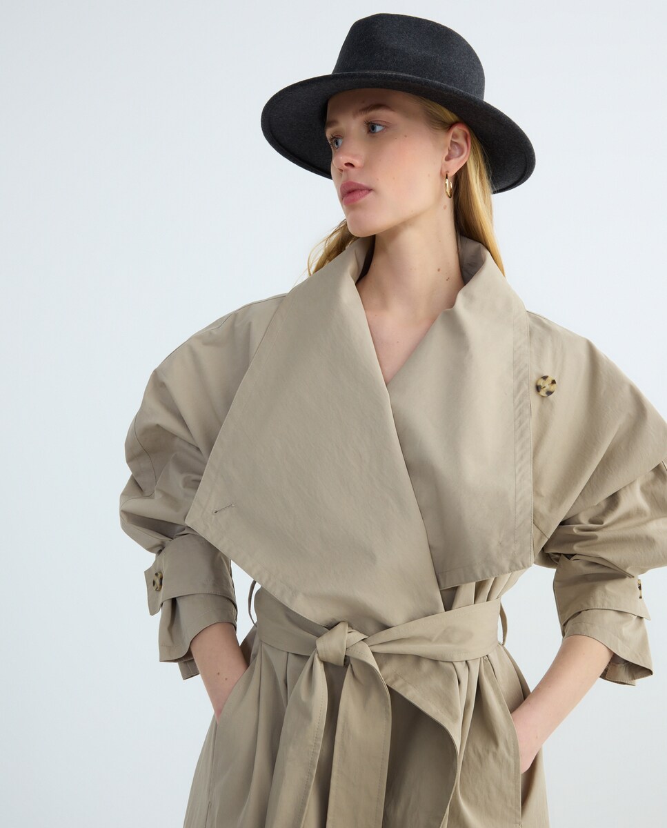 Chapéu de Feltro com Fita Bordada Cinzento-claro-4