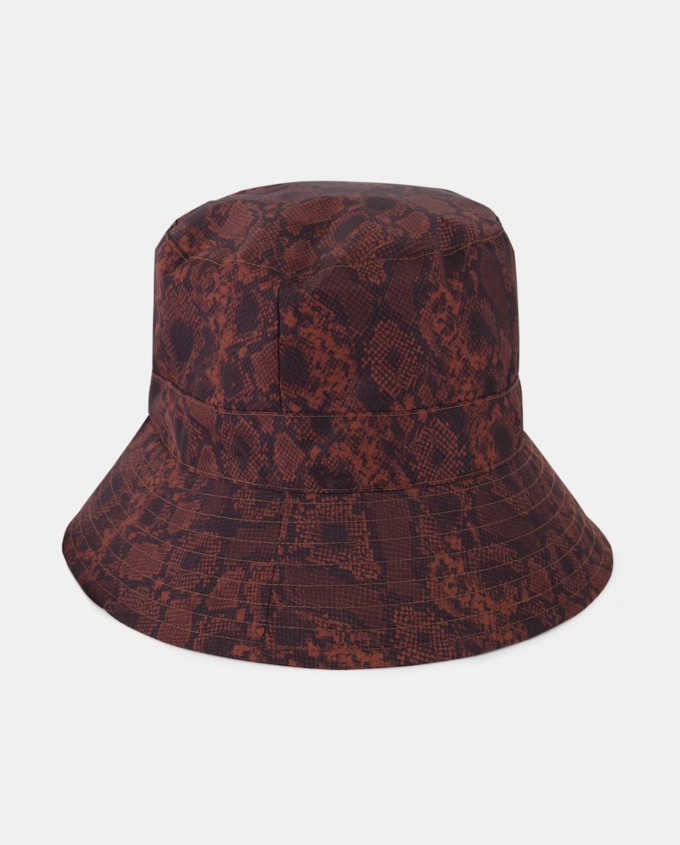 Chapéu para a Chuva Dobrável com Animal Print de Serpente Castanho-1