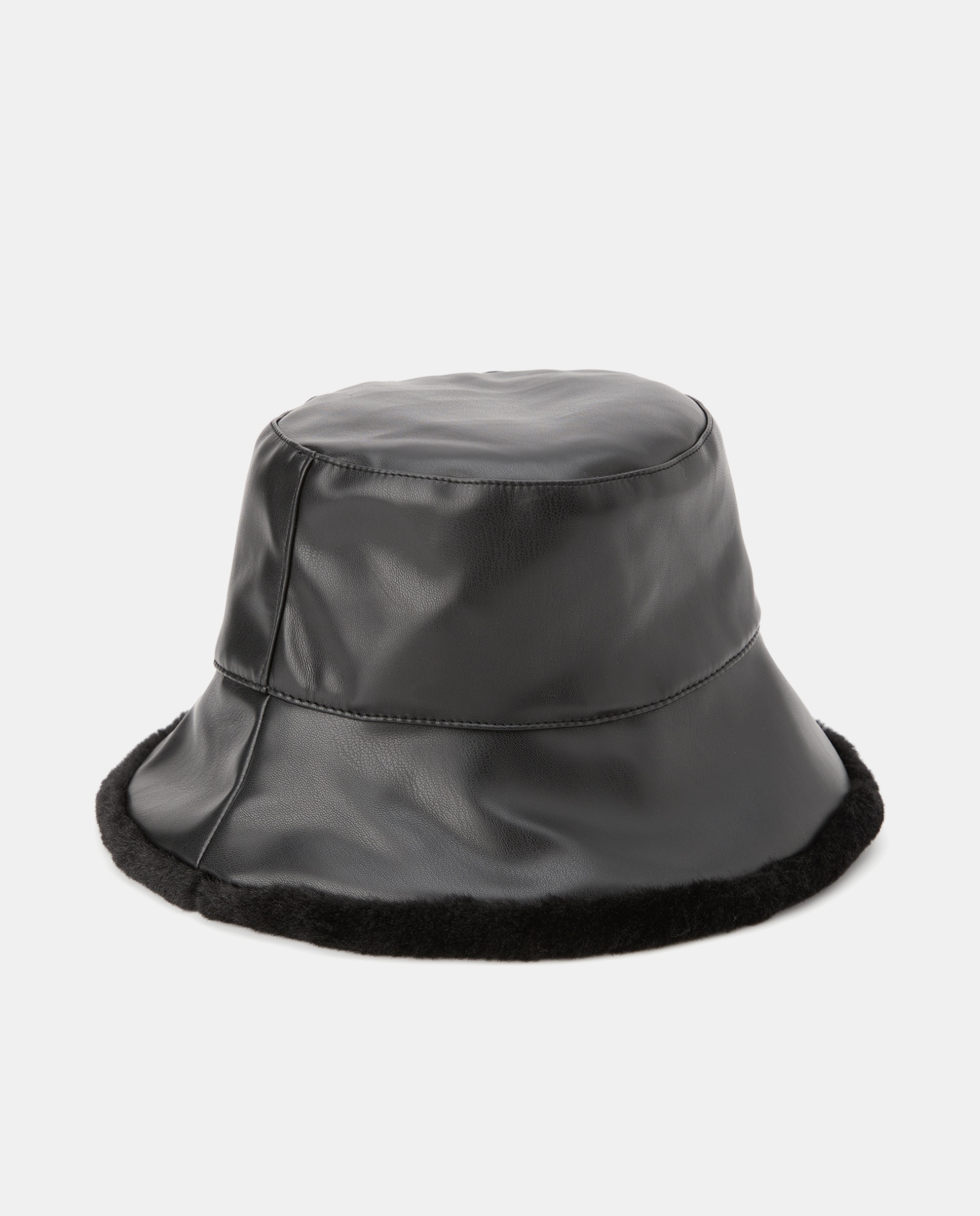 Gorro com Efeito de Pelo Preto-1