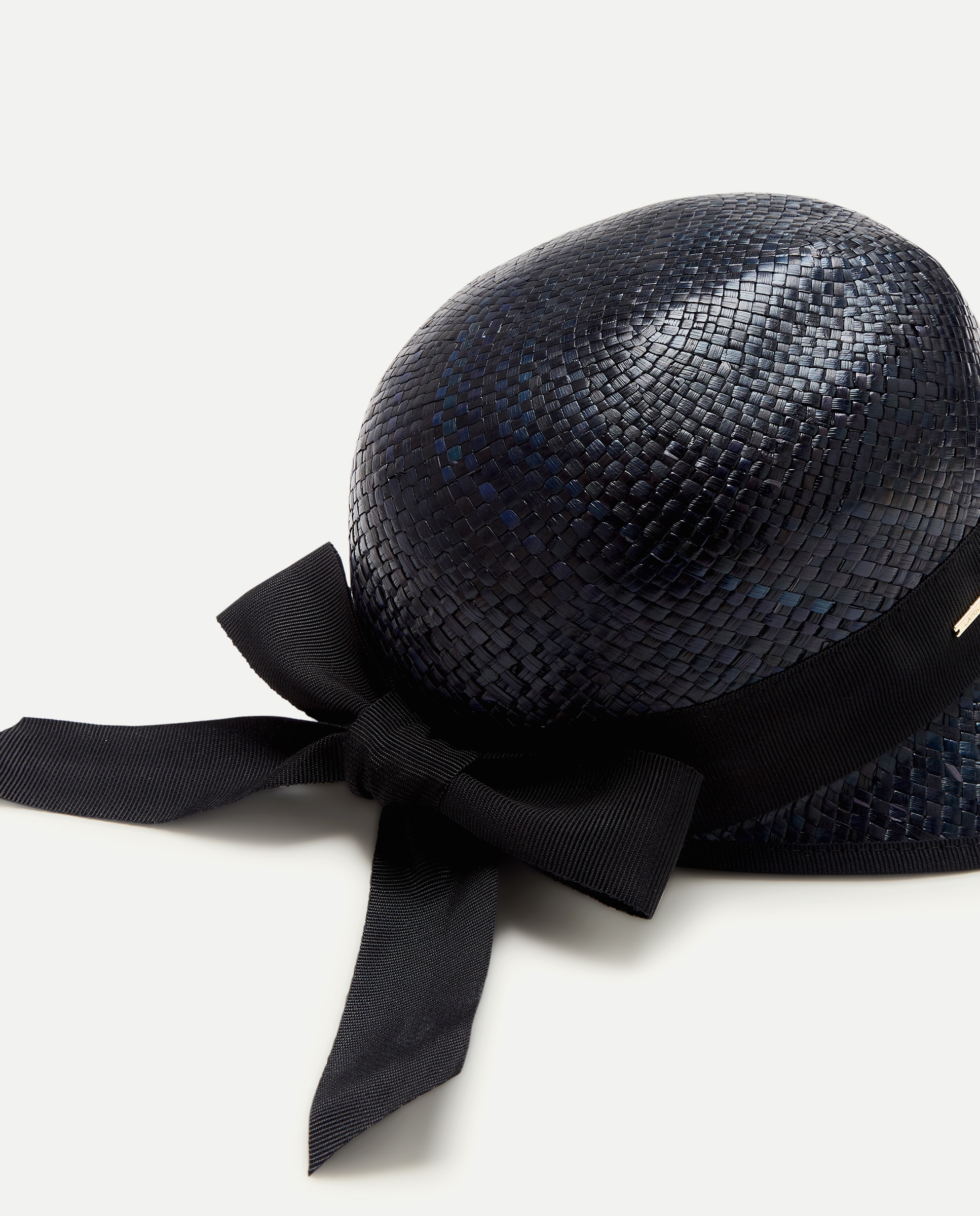 Pala de Ráfia com Brilhante e Nó de Grosgrain Preto-2