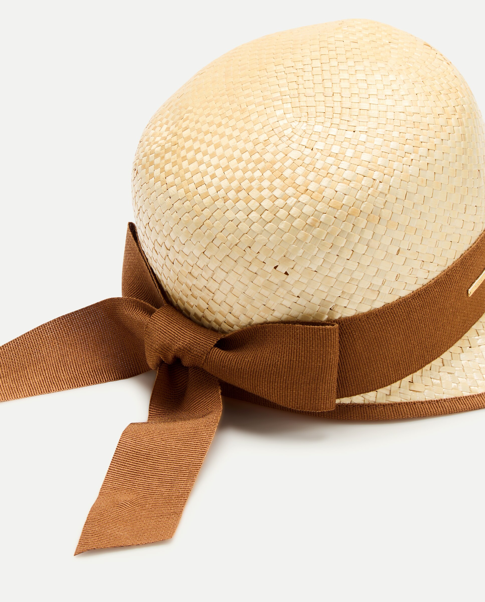 Pala de Ráfia com Brilhante e Nó de Grosgrain Torrado-2