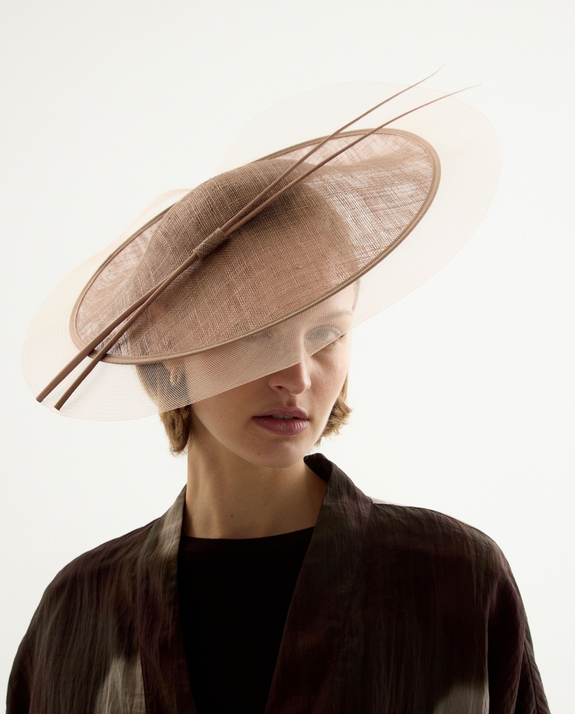 Chapéu de Palha com Detalhe de Tule 250 Nude-4