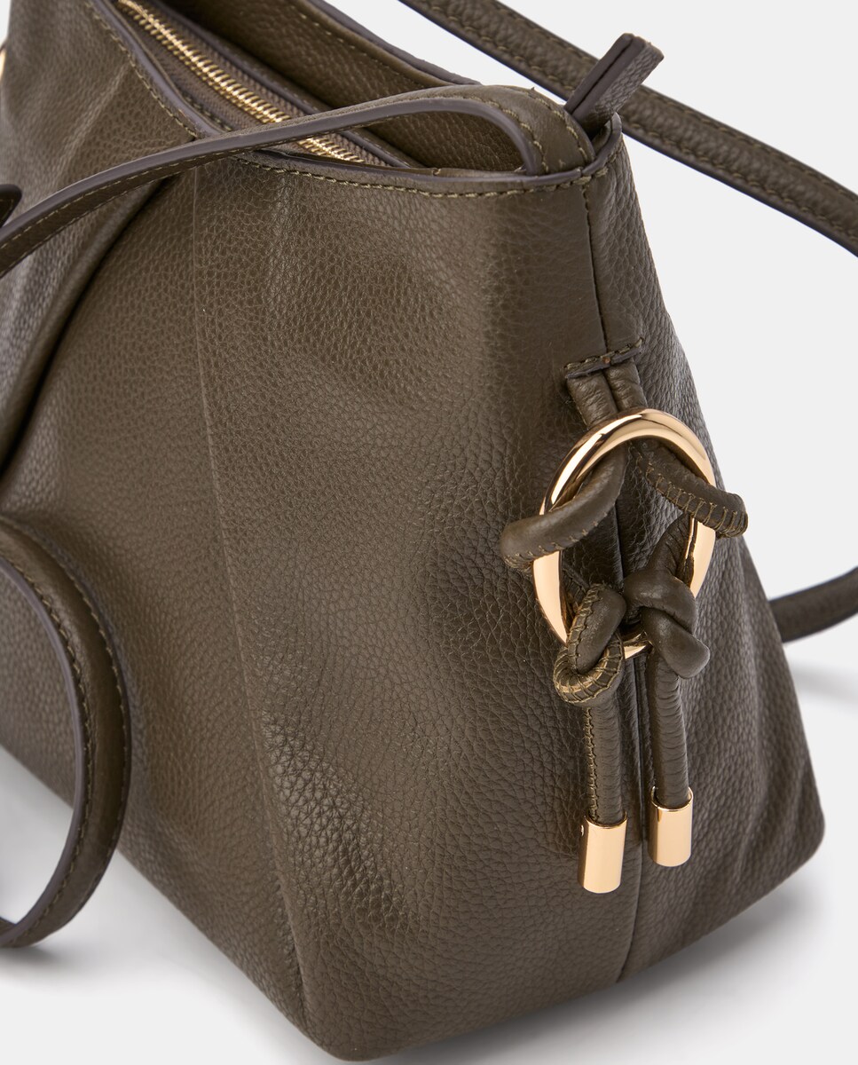 Mala em Pele com Aros Laterais 530 Verde Escuro-3