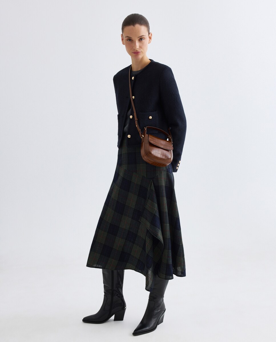 Mala a Tiracolo com Efeito Crocodilo 730 Camel-4