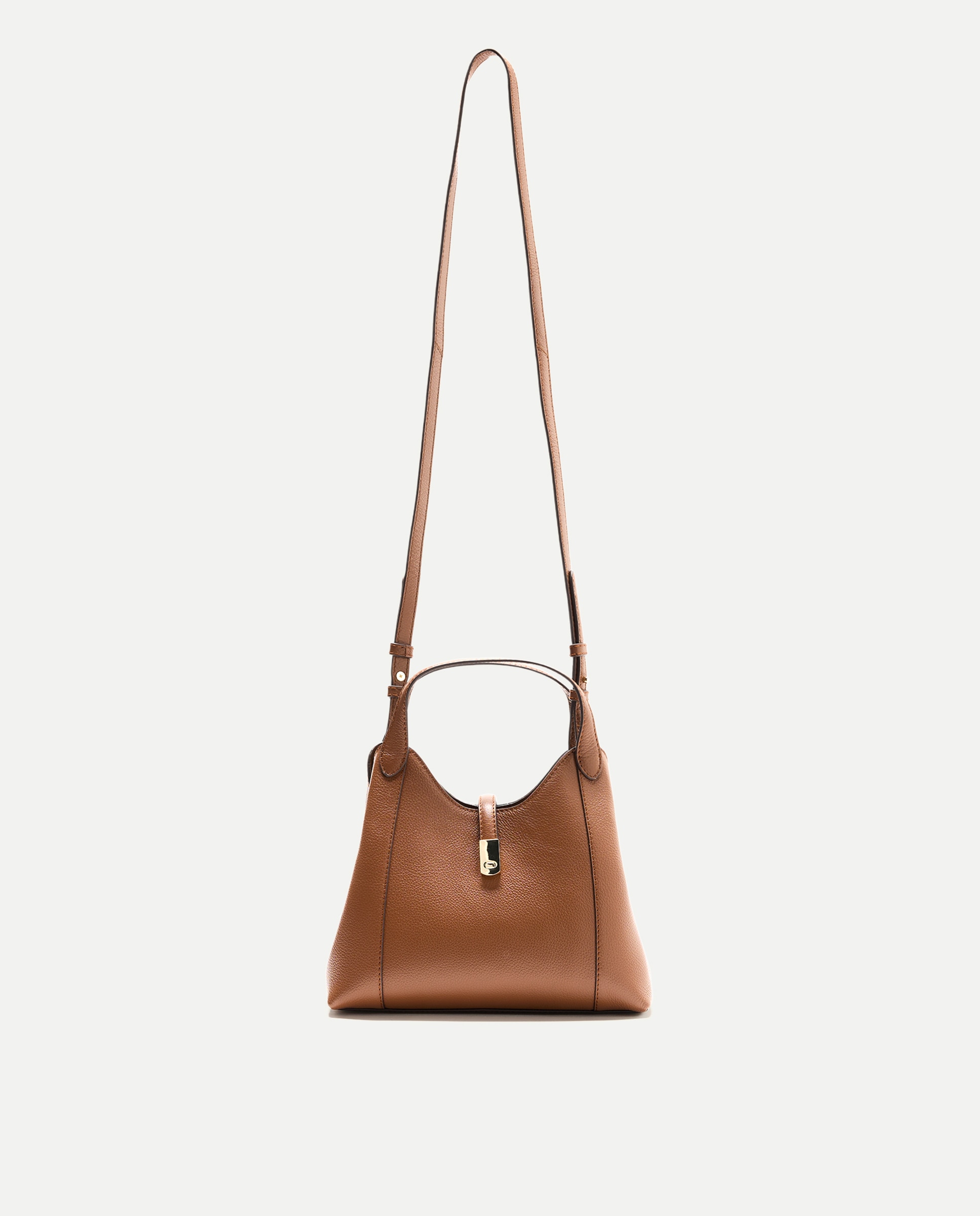 Mala a Tiracolo em Pele com Bolso Triplo 730 Camel-1