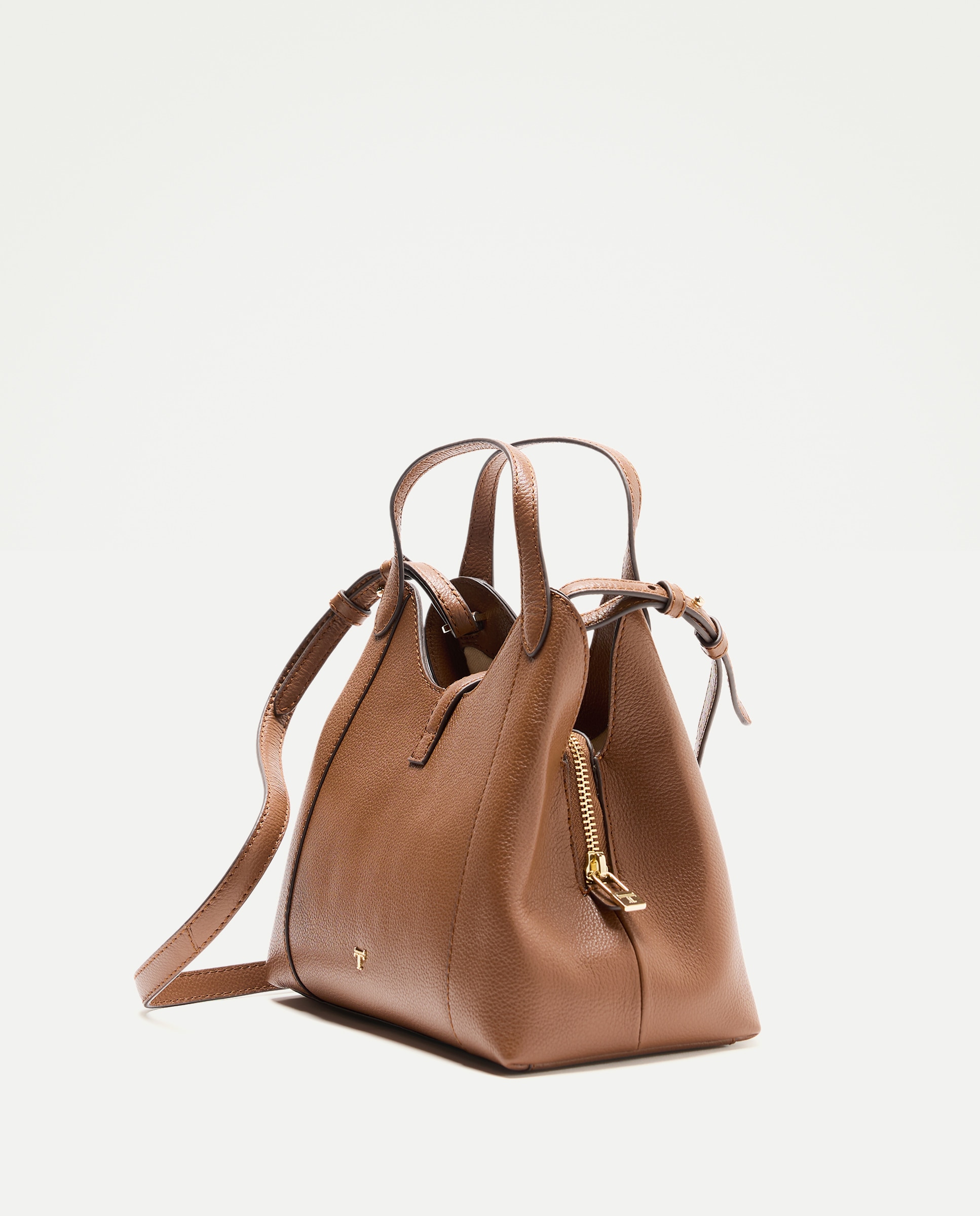 Mala a Tiracolo em Pele com Bolso Triplo 730 Camel-2