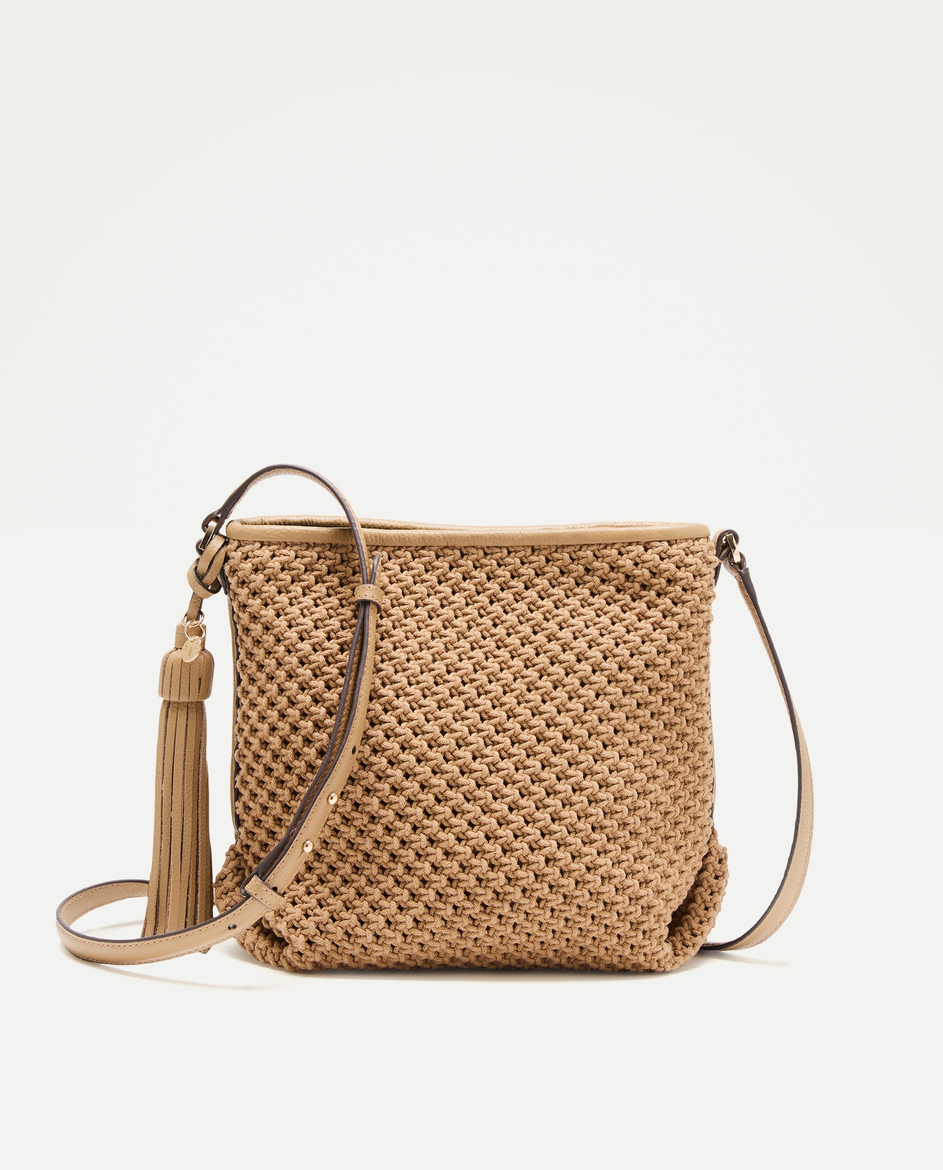 Imagem 0 de Mala a Tiracolo de Crochet em Pele