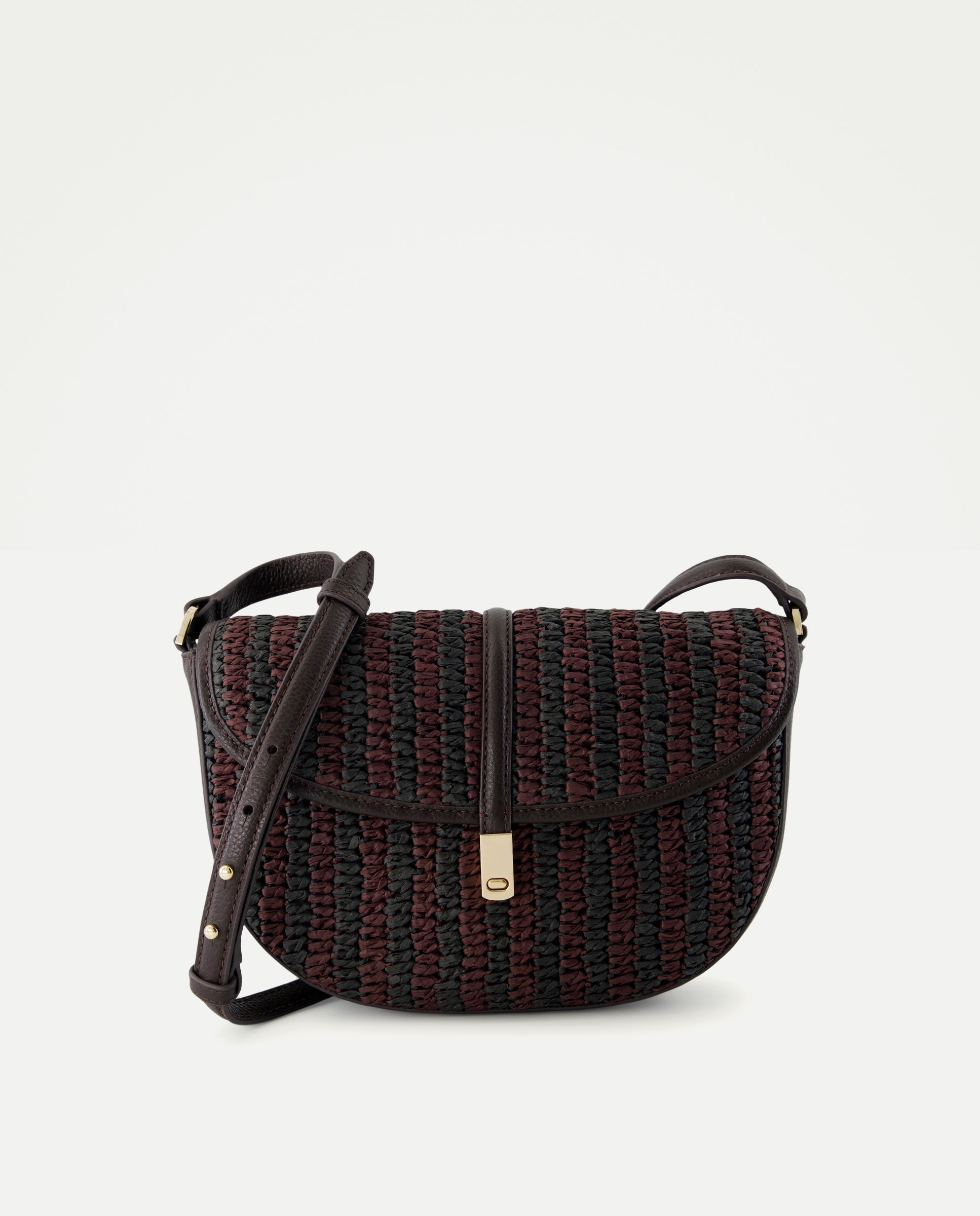 Imagem 0 de Mala a Tiracolo de Ráfia em Pele com Fecho Metálico