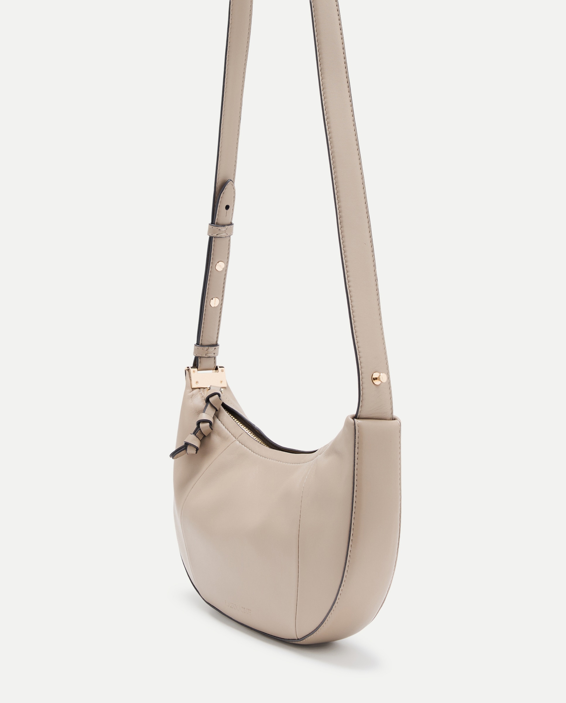 Mala Shopper Meia-Lua de Napa Cinzento-claro-3