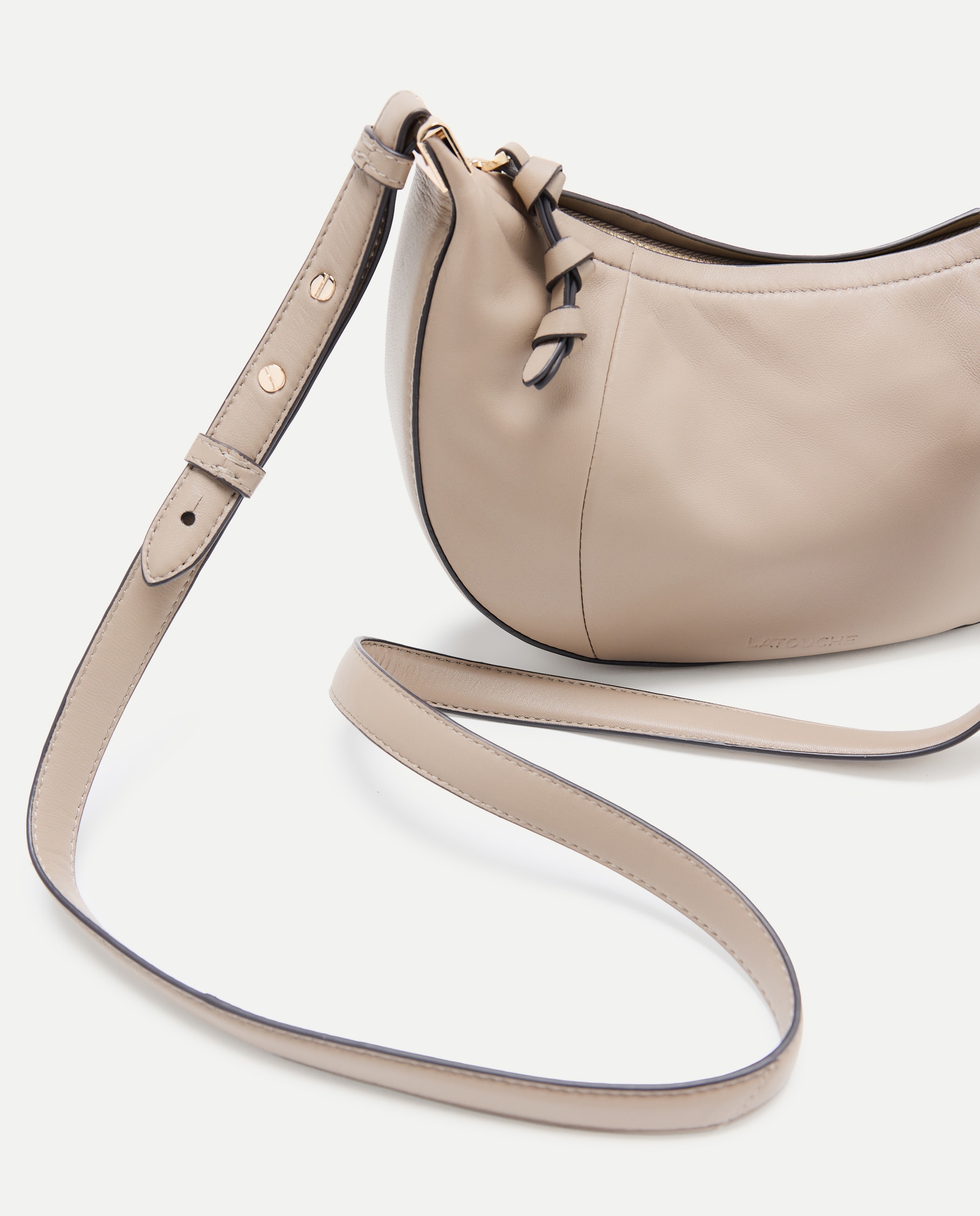 Mala Shopper Meia-Lua de Napa Cinzento-claro-4