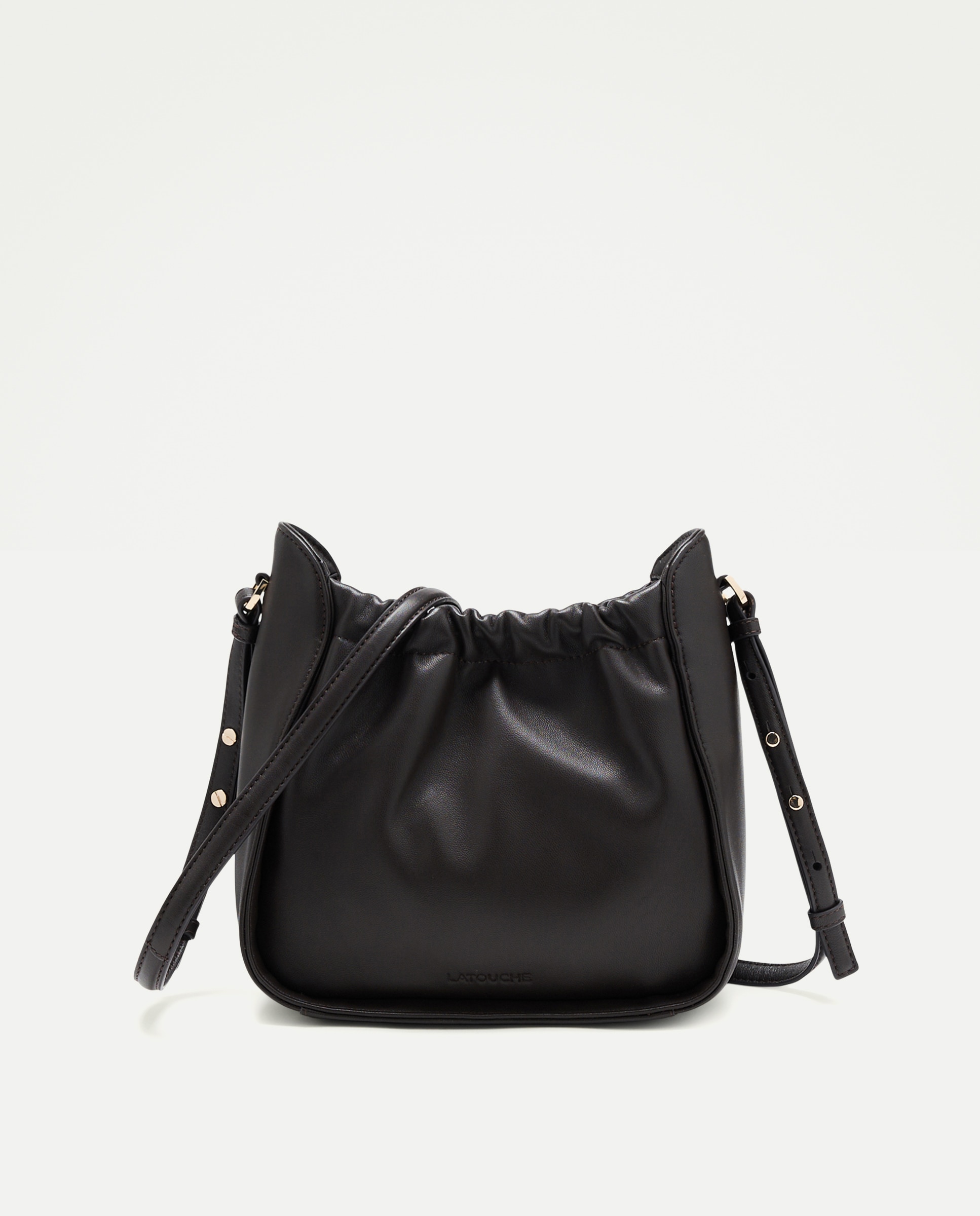 Crossbody en napa con cierre metálico - Latouche - Chocolate Chocolate-1