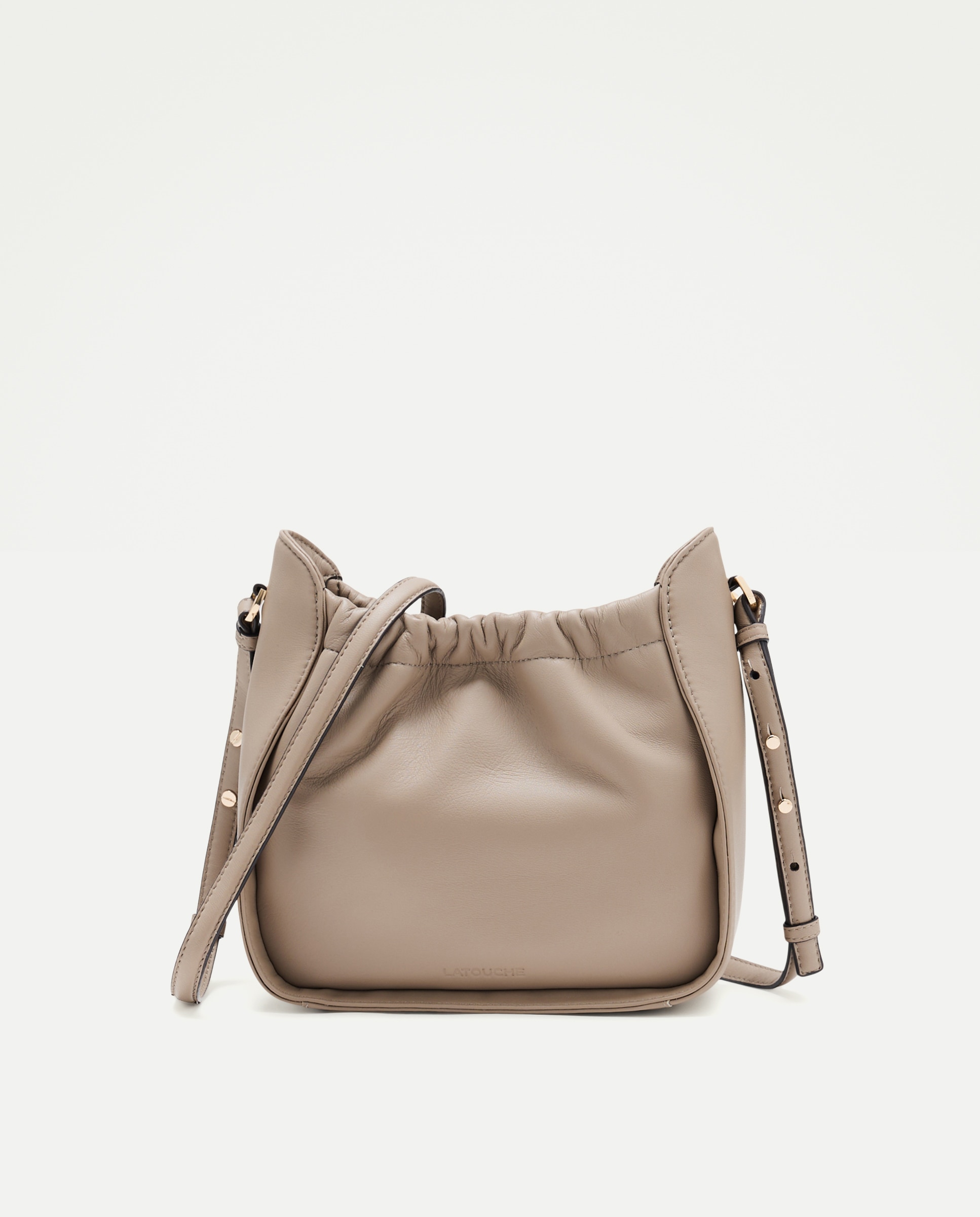 Crossbody en napa con cierre metálico - Latouche - Visón claro Visón claro-1