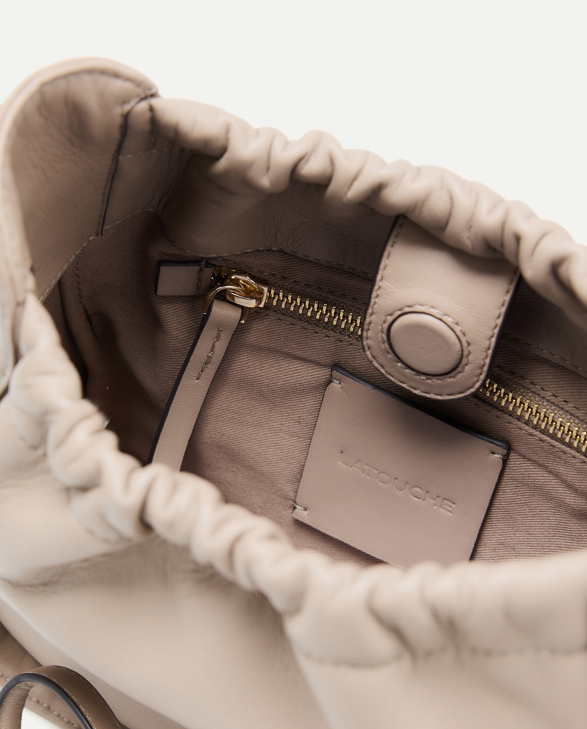 Crossbody en napa con cierre metálico - Latouche - Visón claro Visón claro-4