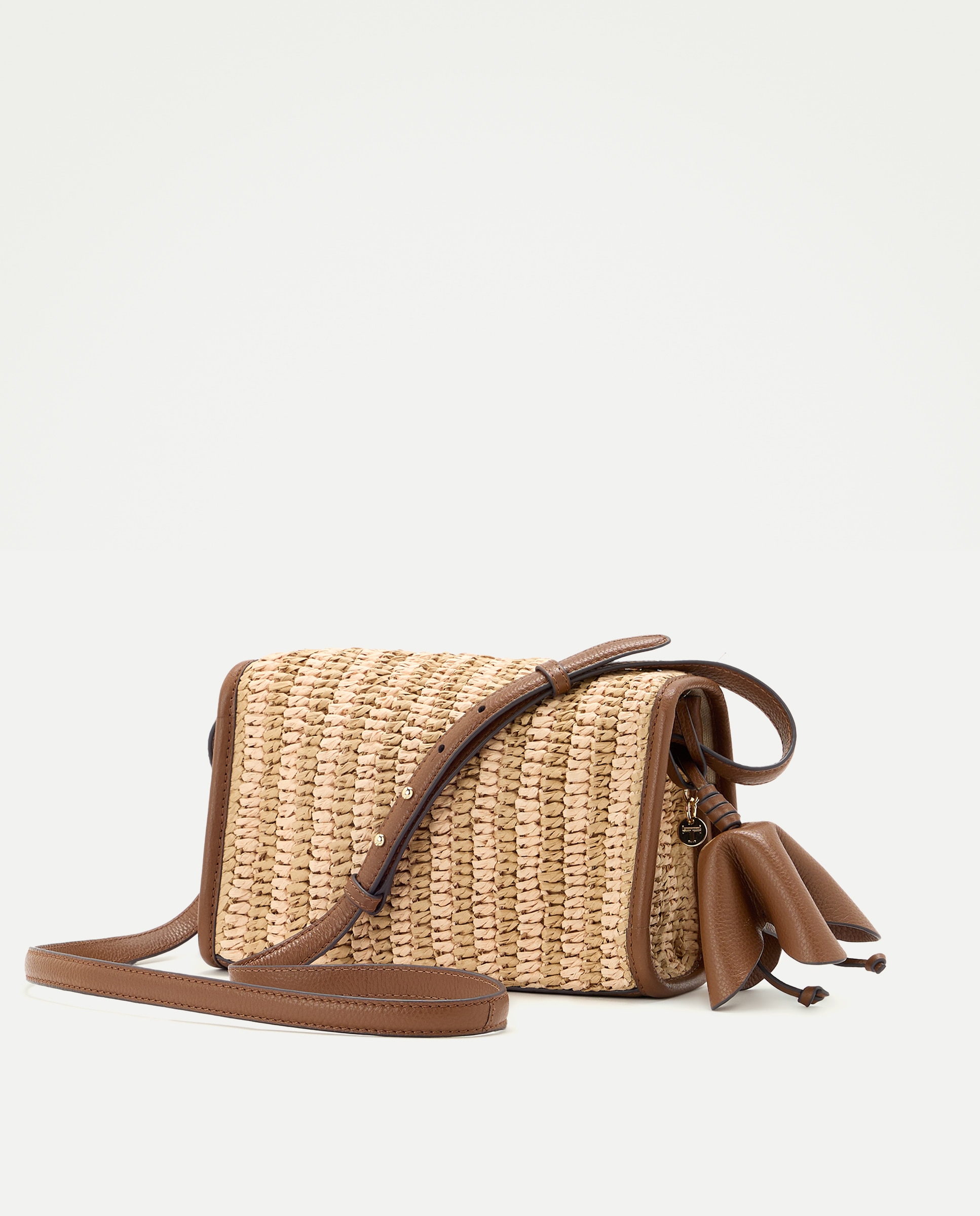 Mala Tiracolo de Ráfia e Pele 730 Camel-2