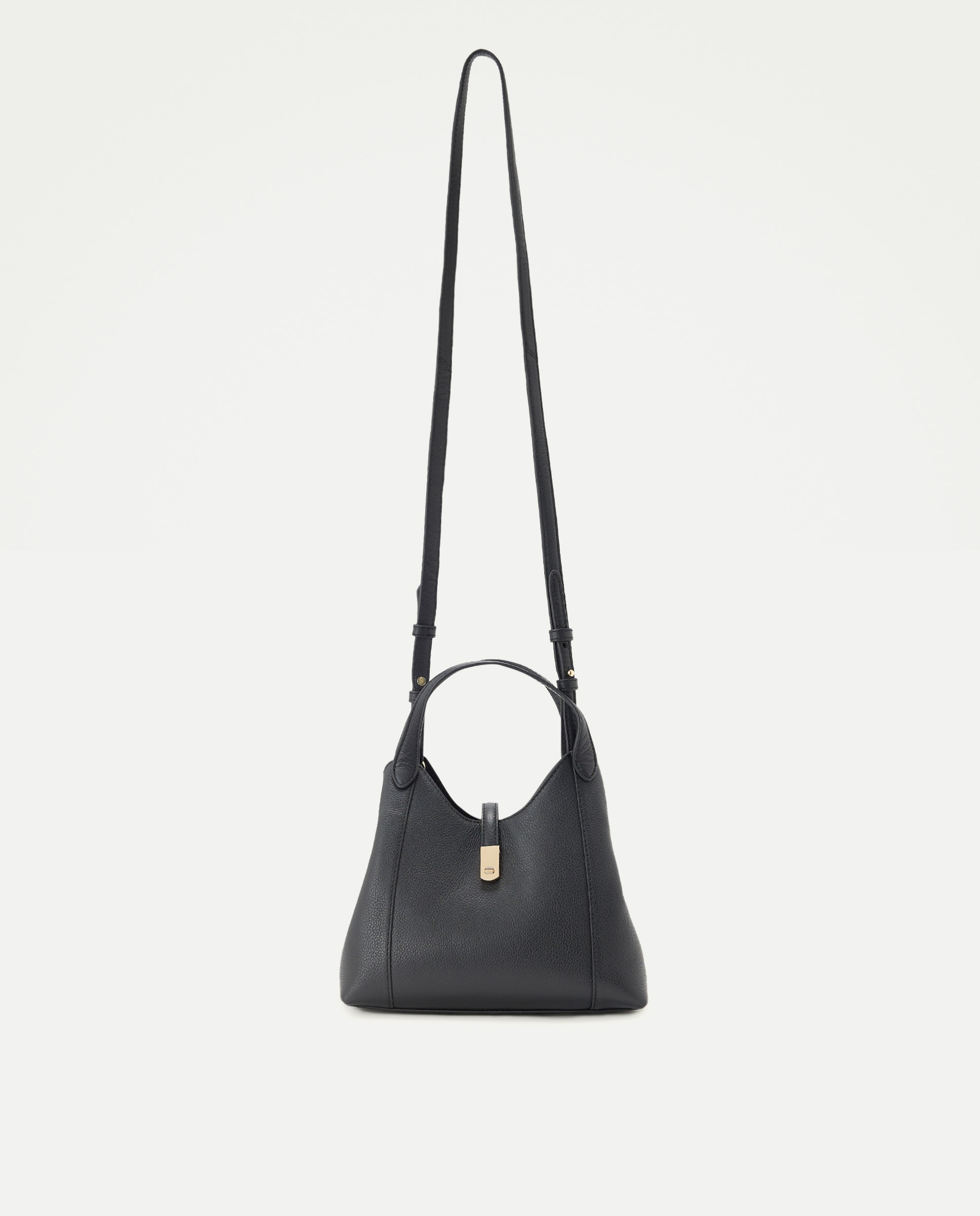 Mala a Tiracolo em Pele com Bolso Triplo Preto-1