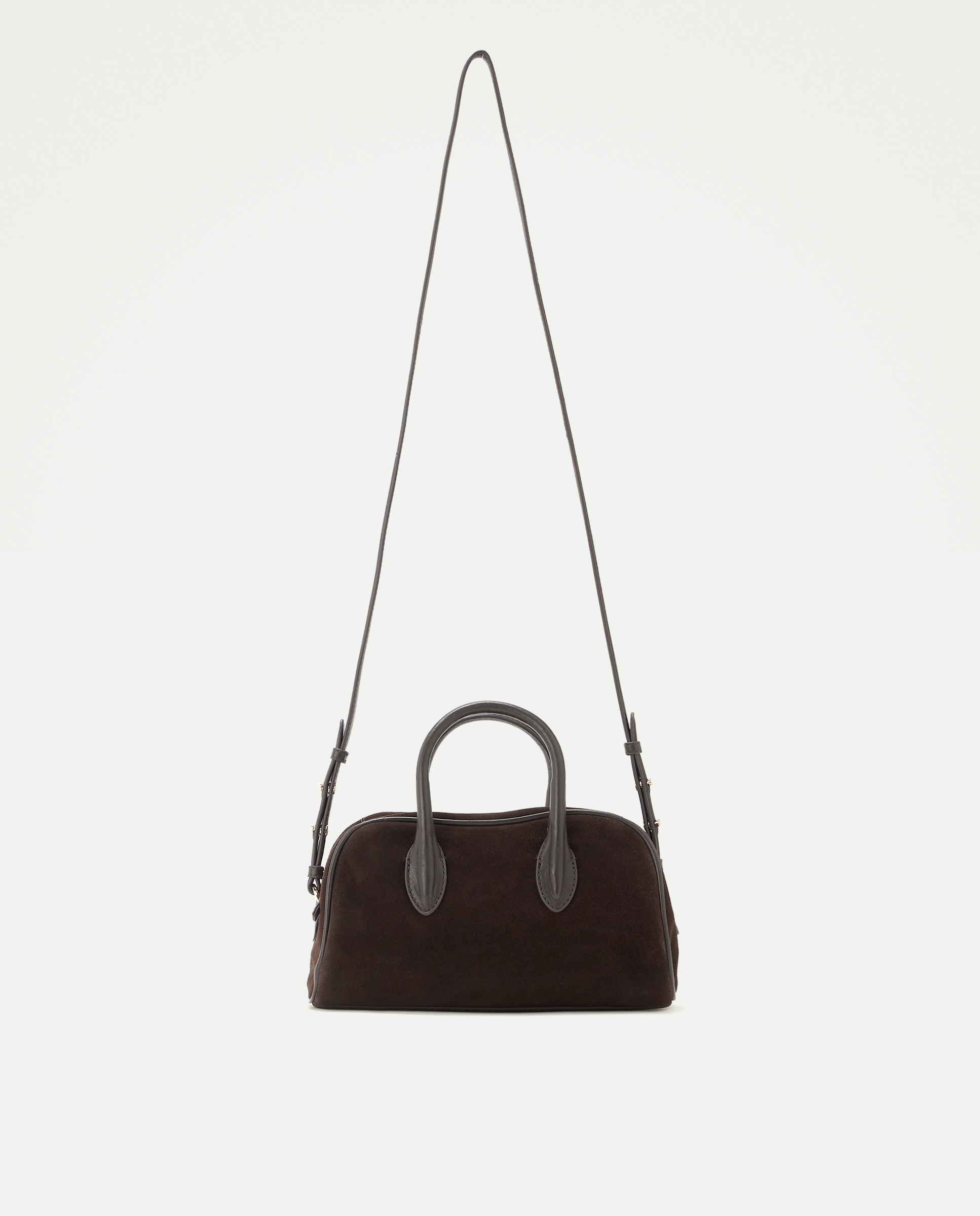Bolso bandolera de piel de serraje - Latouche - Chocolate Chocolate-1