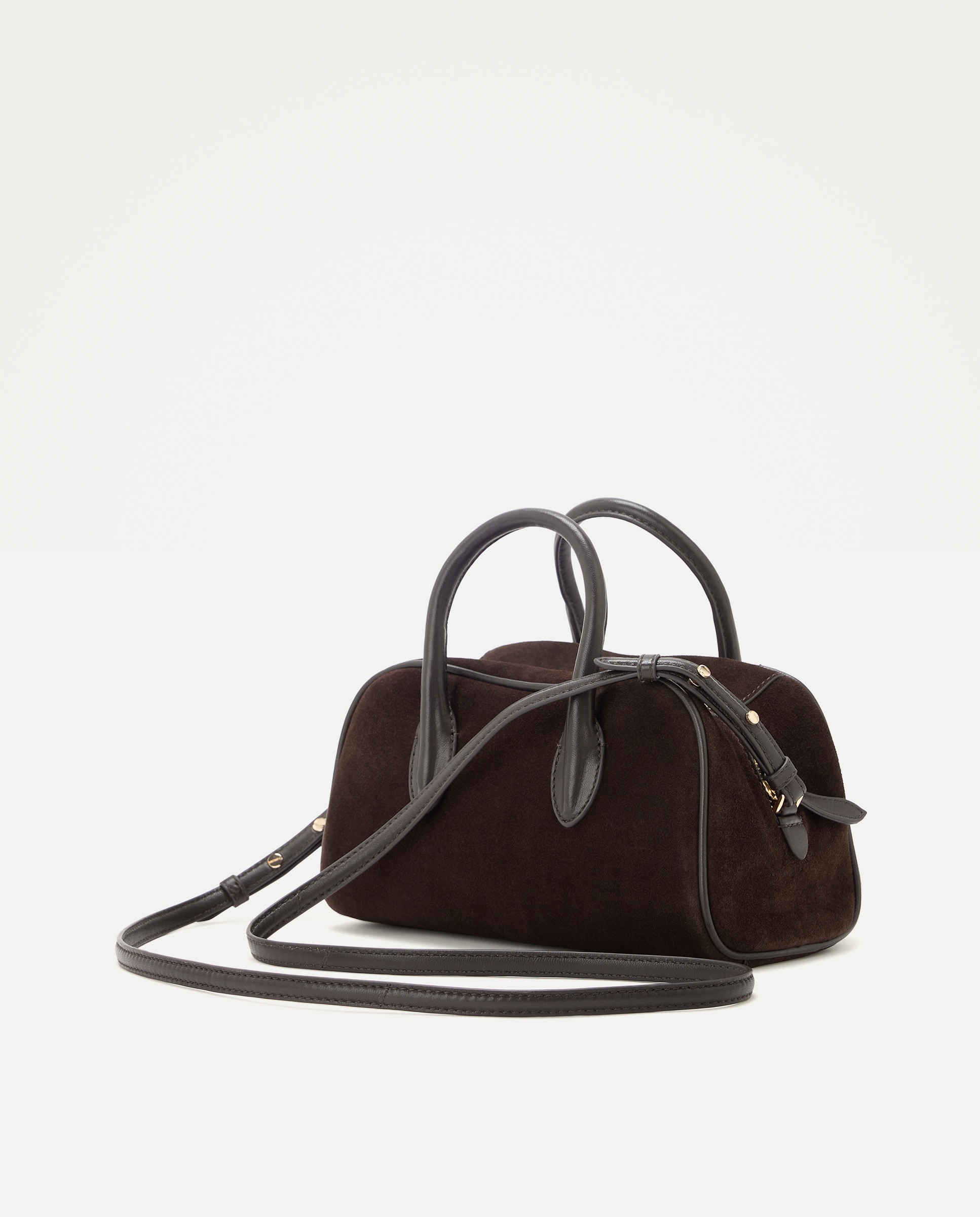 Bolso bandolera de piel de serraje - Latouche - Chocolate Chocolate-2