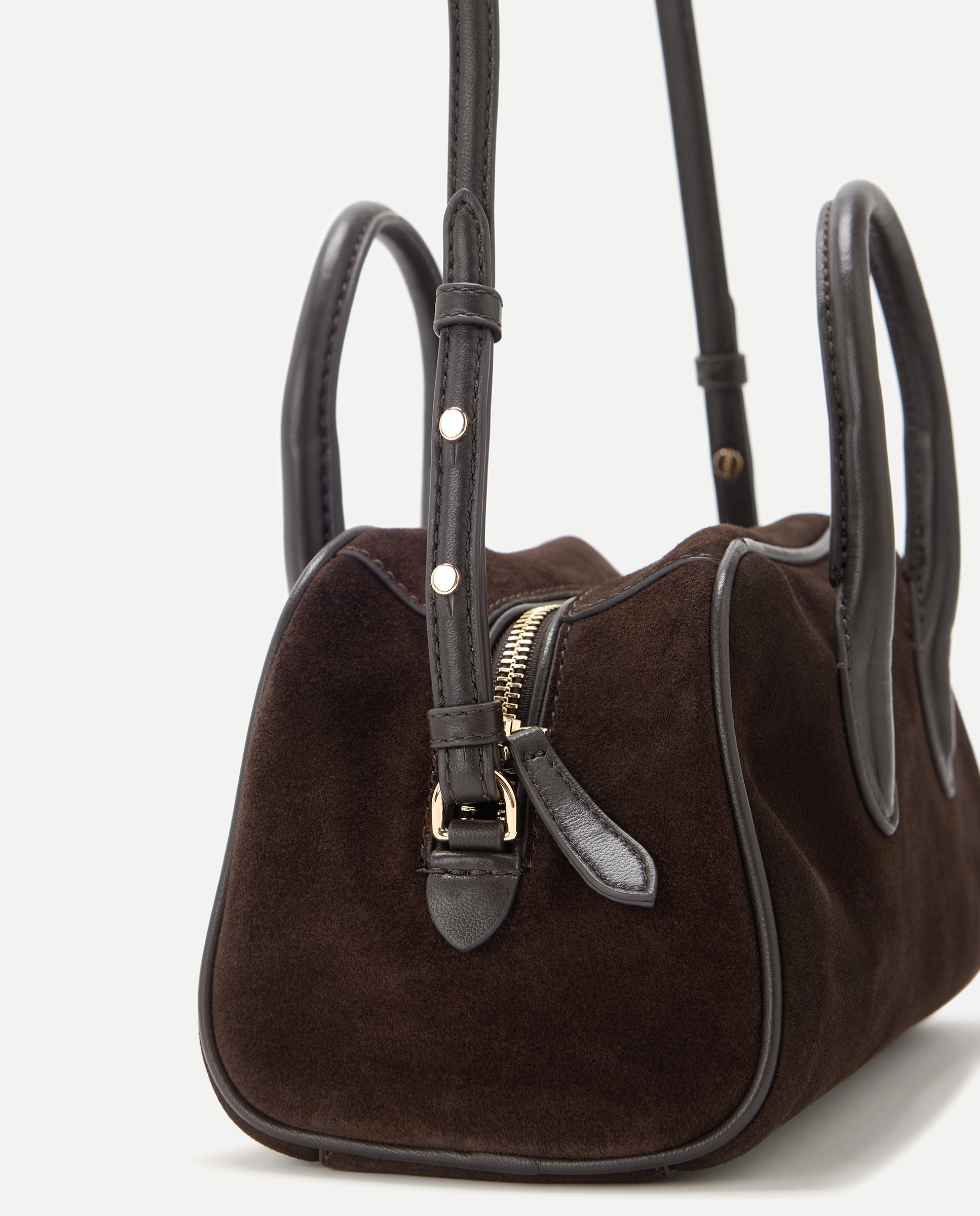 Bolso bandolera de piel de serraje - Latouche - Chocolate Chocolate-3