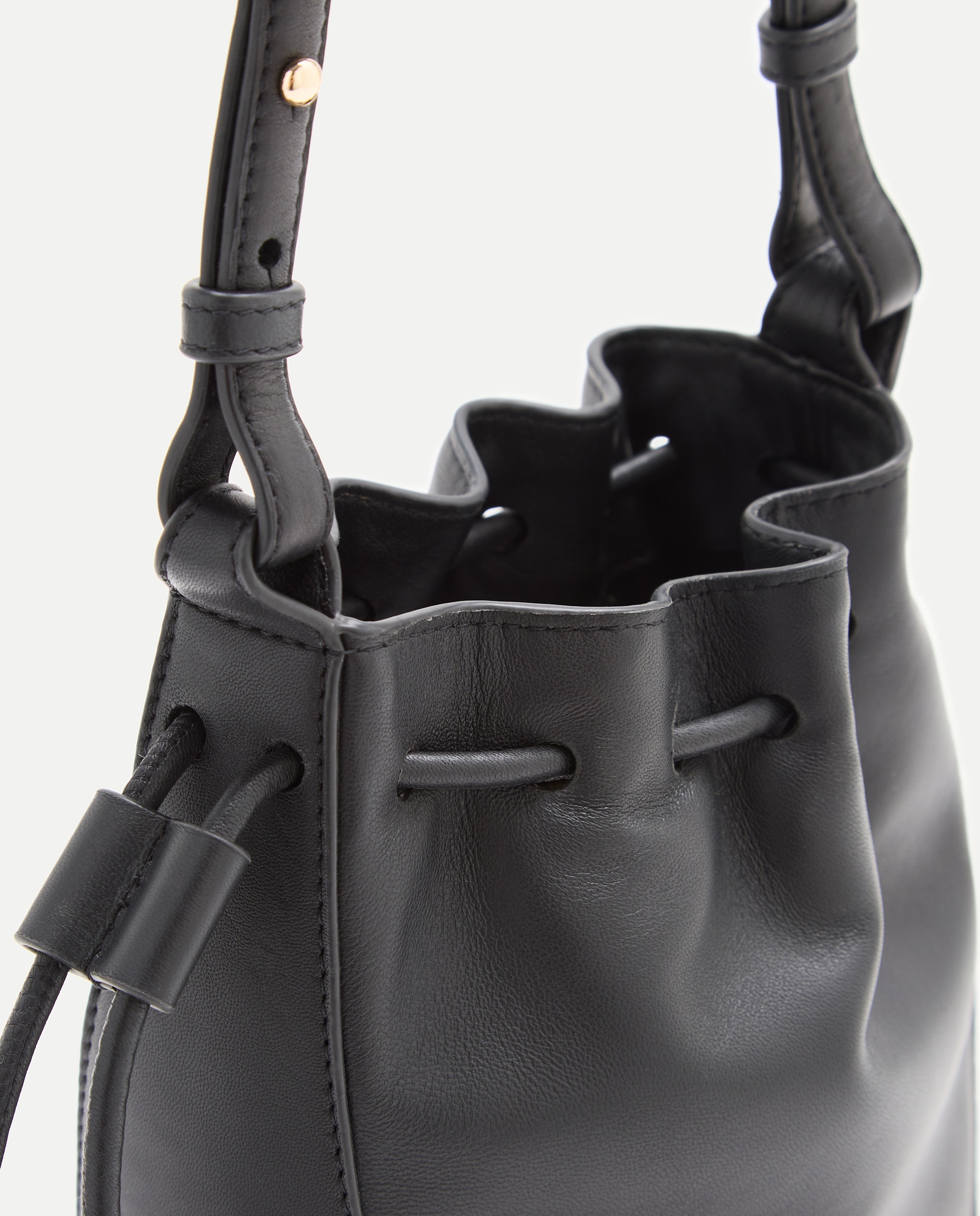 Bolso bandolera en piel de napa con cierre fruncido - Latouche - Chocolate Chocolate-3
