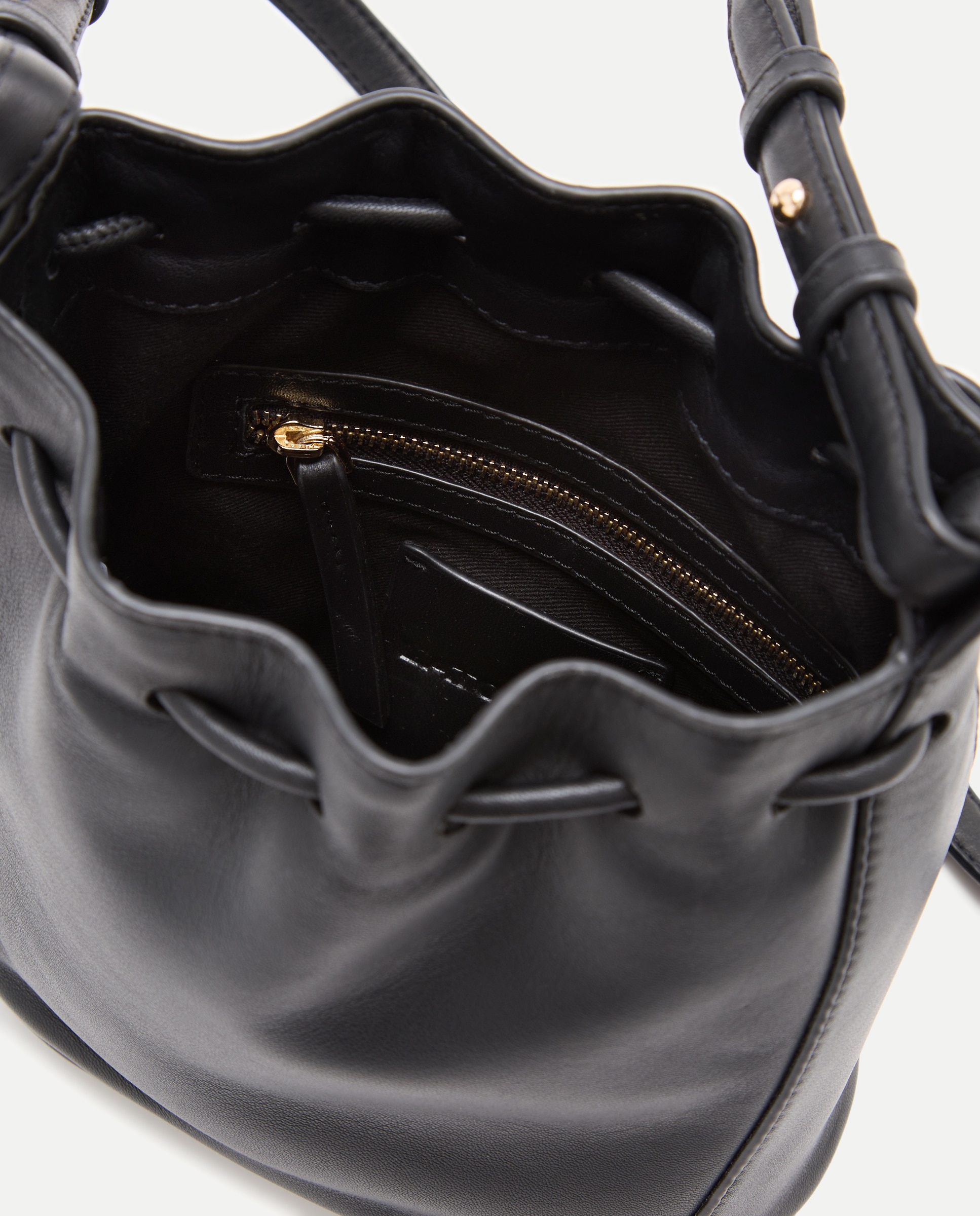 Bolso bandolera en piel de napa con cierre fruncido - Latouche - Chocolate Chocolate-4