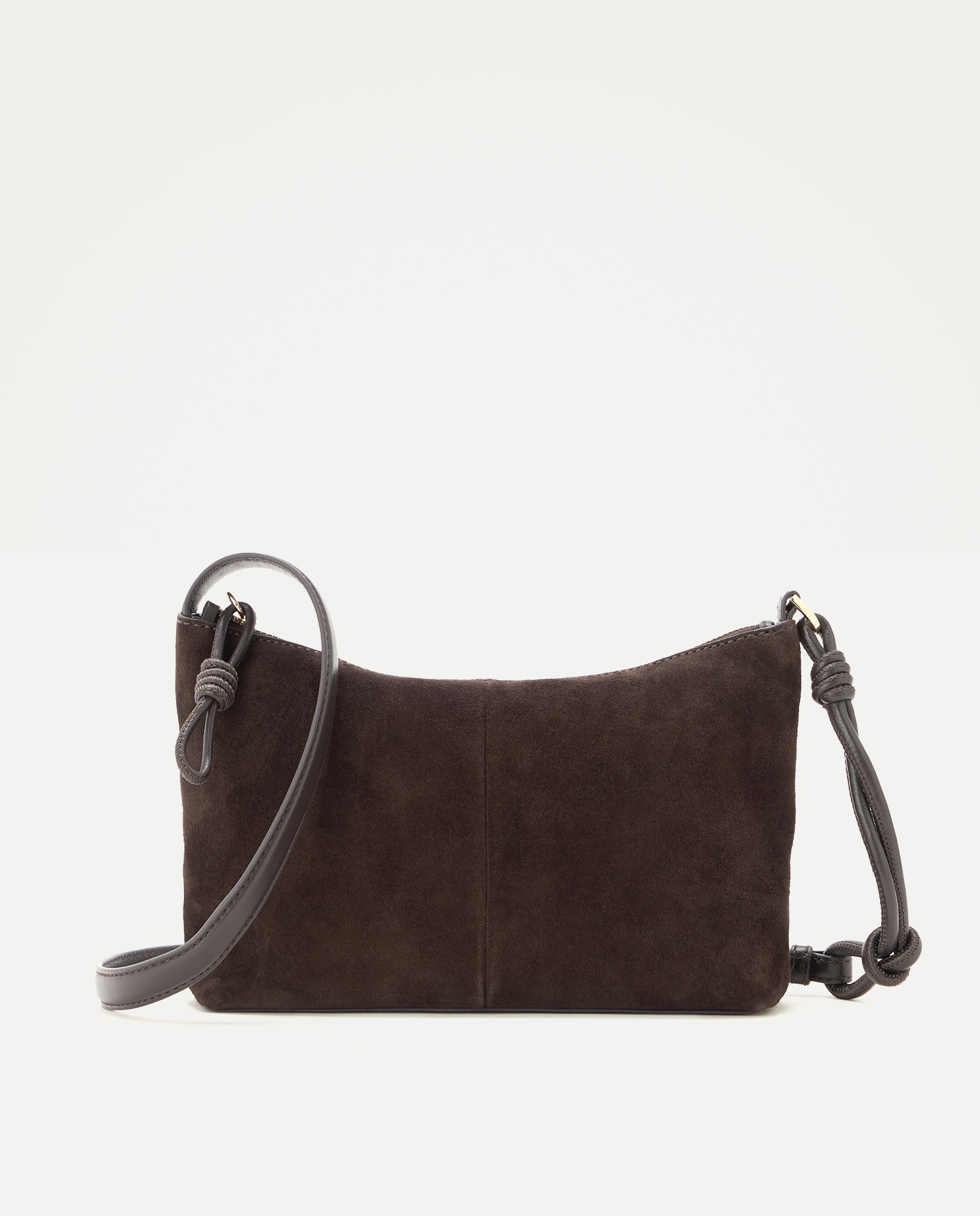 Bolso bandolera de piel de serraje con detalle nudos - Latouche - Chocolate Chocolate-1