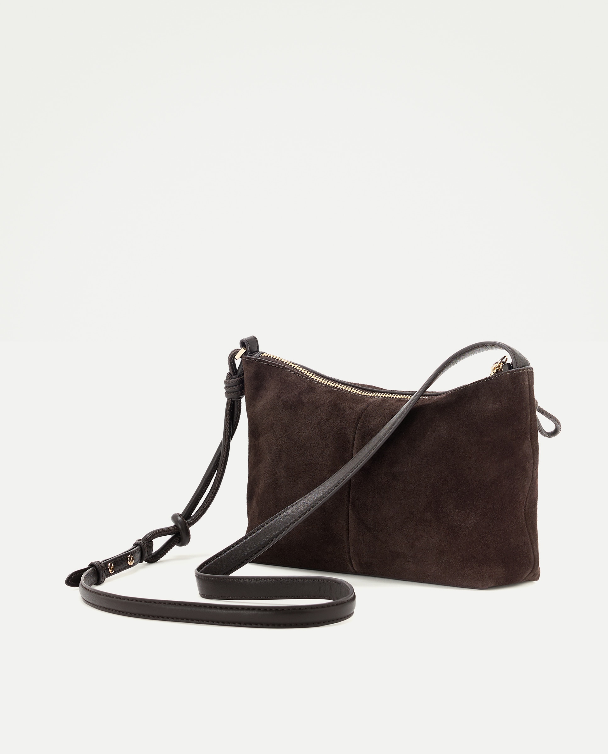 Bolso bandolera de piel de serraje con detalle nudos - Latouche - Chocolate Chocolate-2
