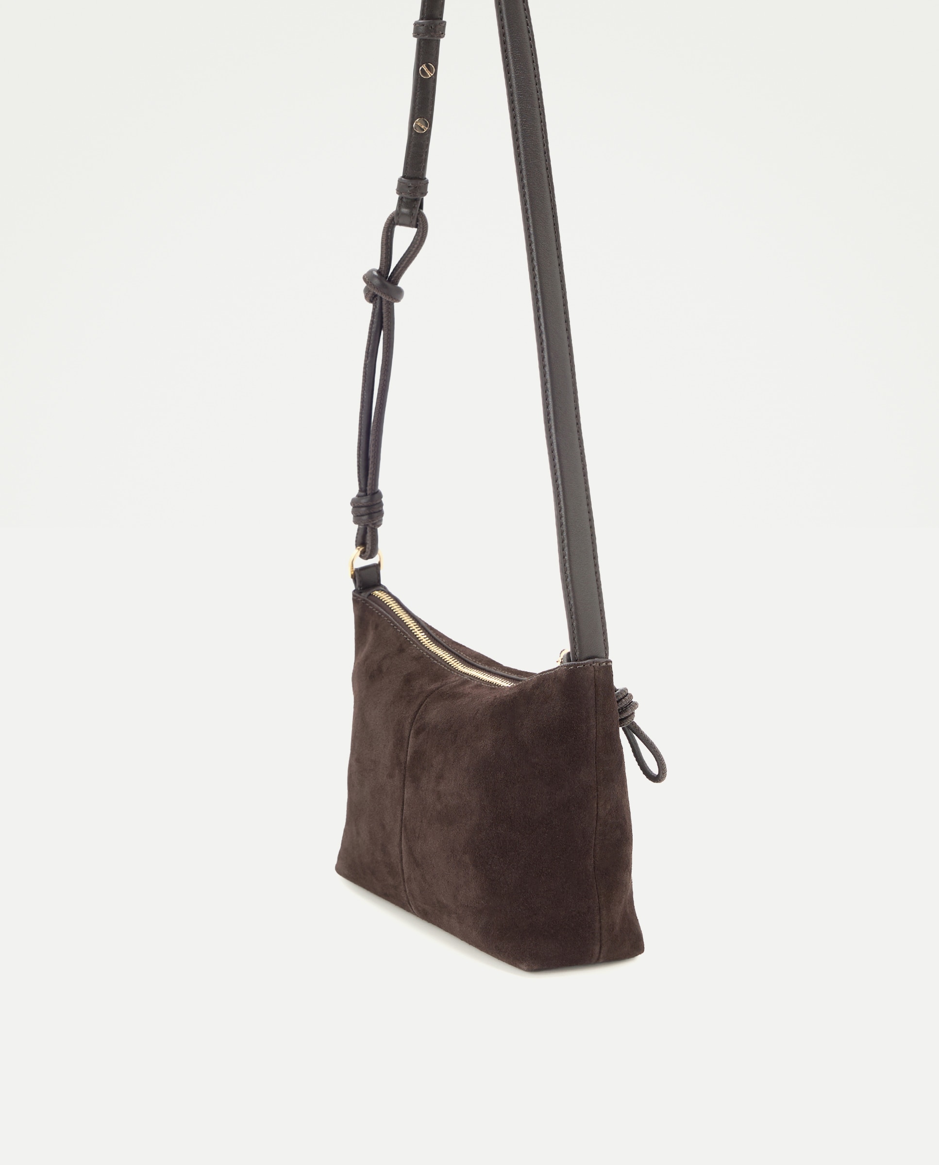 Bolso bandolera de piel de serraje con detalle nudos - Latouche - Chocolate Chocolate-3