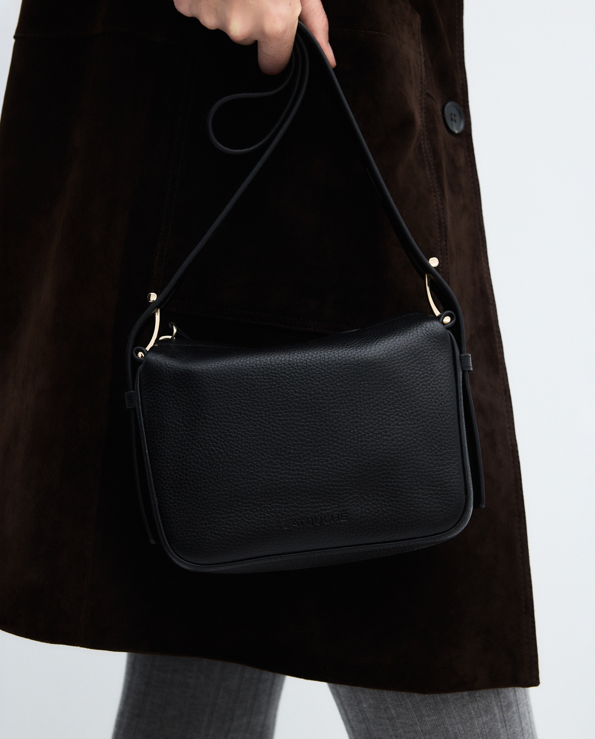 Bandolera en piel con adorno metálico - Latouche - Negro Negro-6