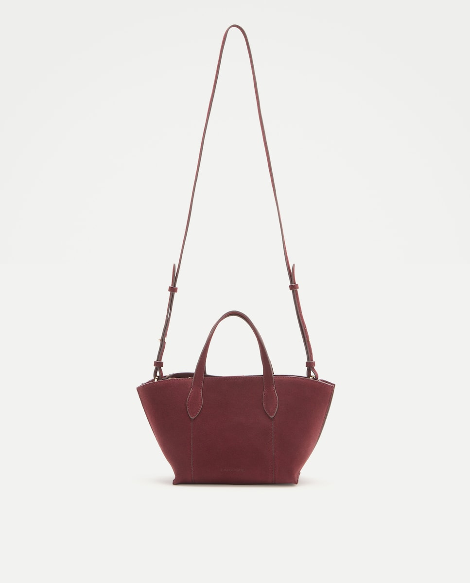 Imagen 1 de Bolso doble uso bandolera y mano en  piel de serraje Chocolate