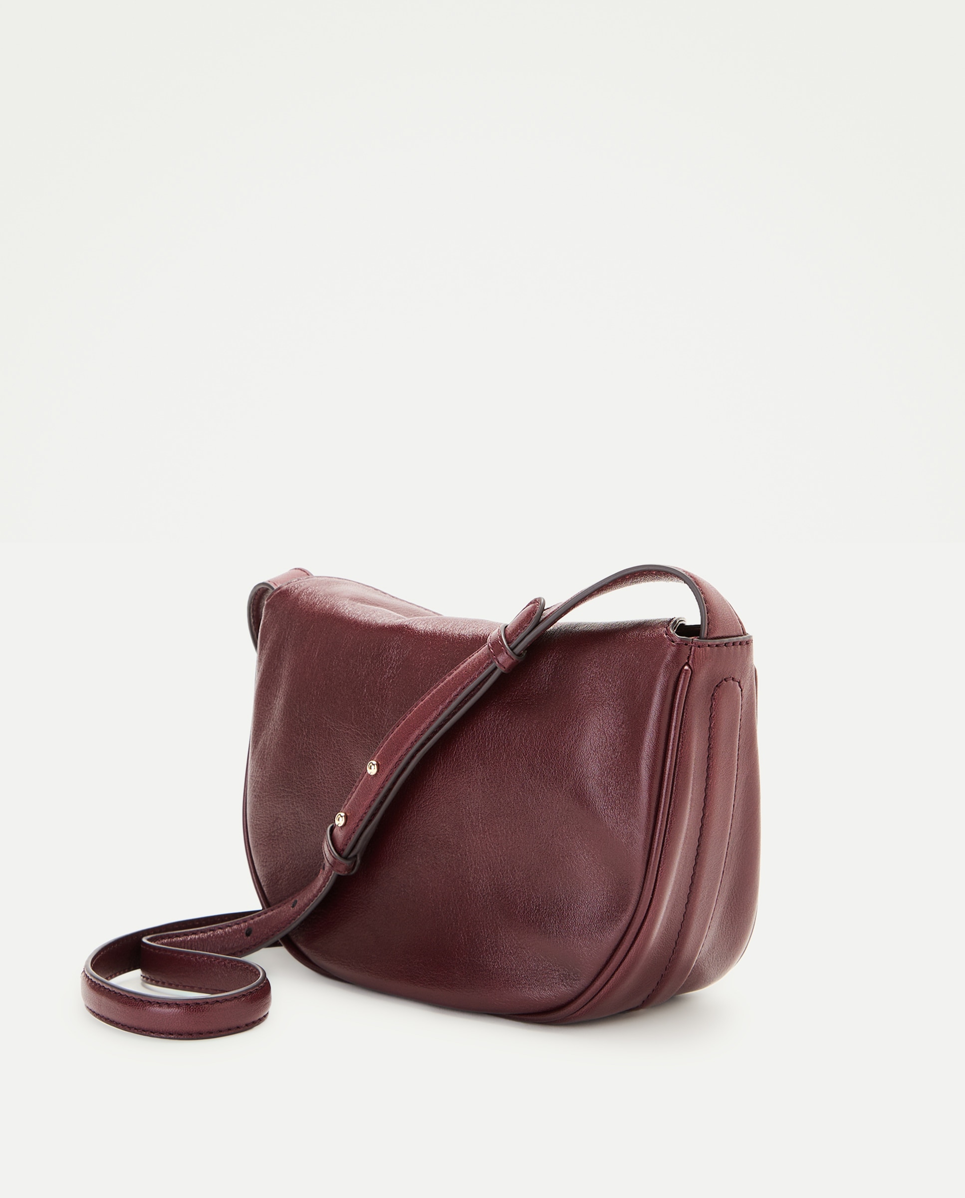 Mala Crossbody em Napa Lisa com Fecho Metálico Bordeaux-2