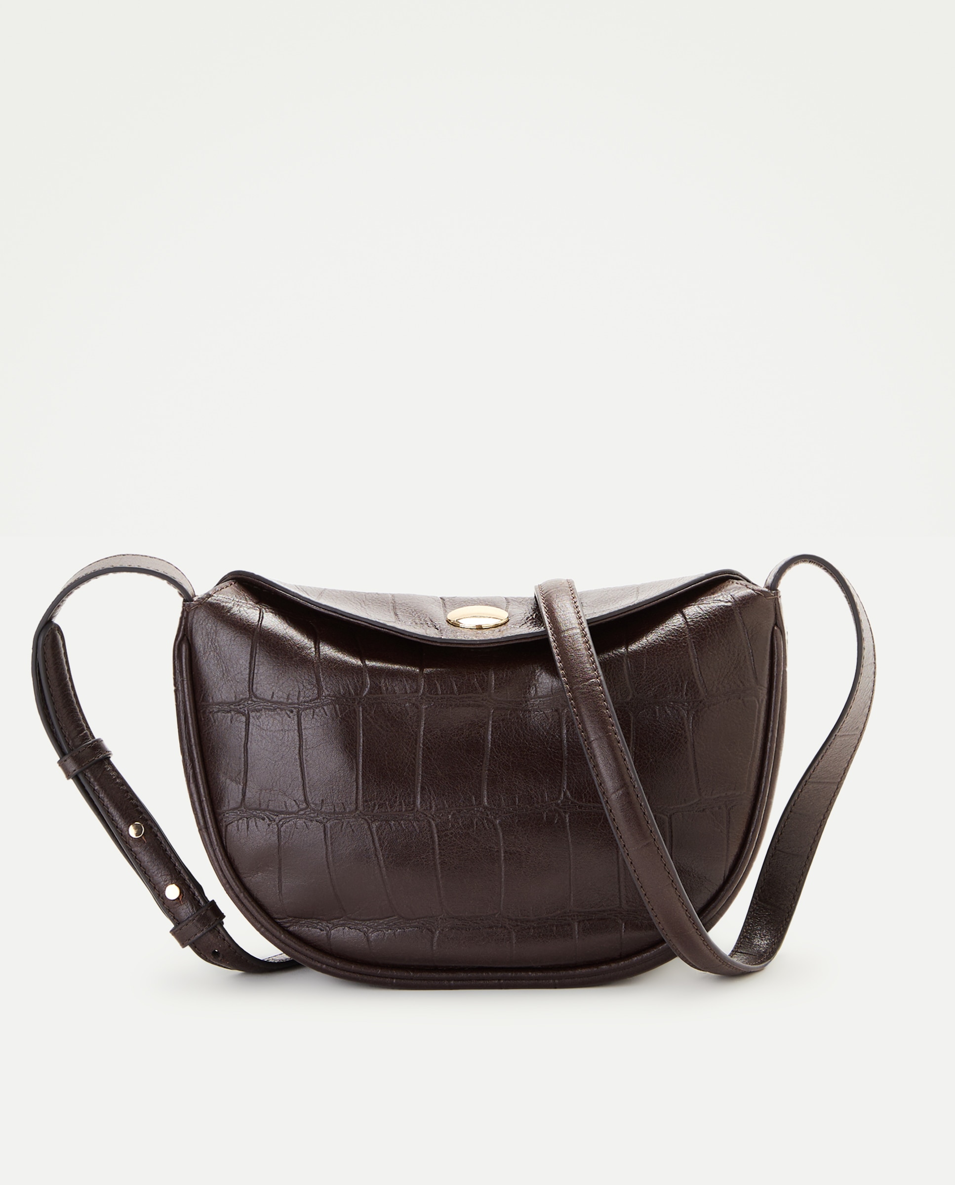 Imagem 0 de Mala Crossbody em Napa com Animal Print de Crocodilo e Fecho Metálico com Efeito