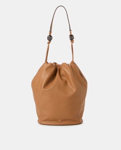 Imagen 0 de Shopper de piel con fruncido superior