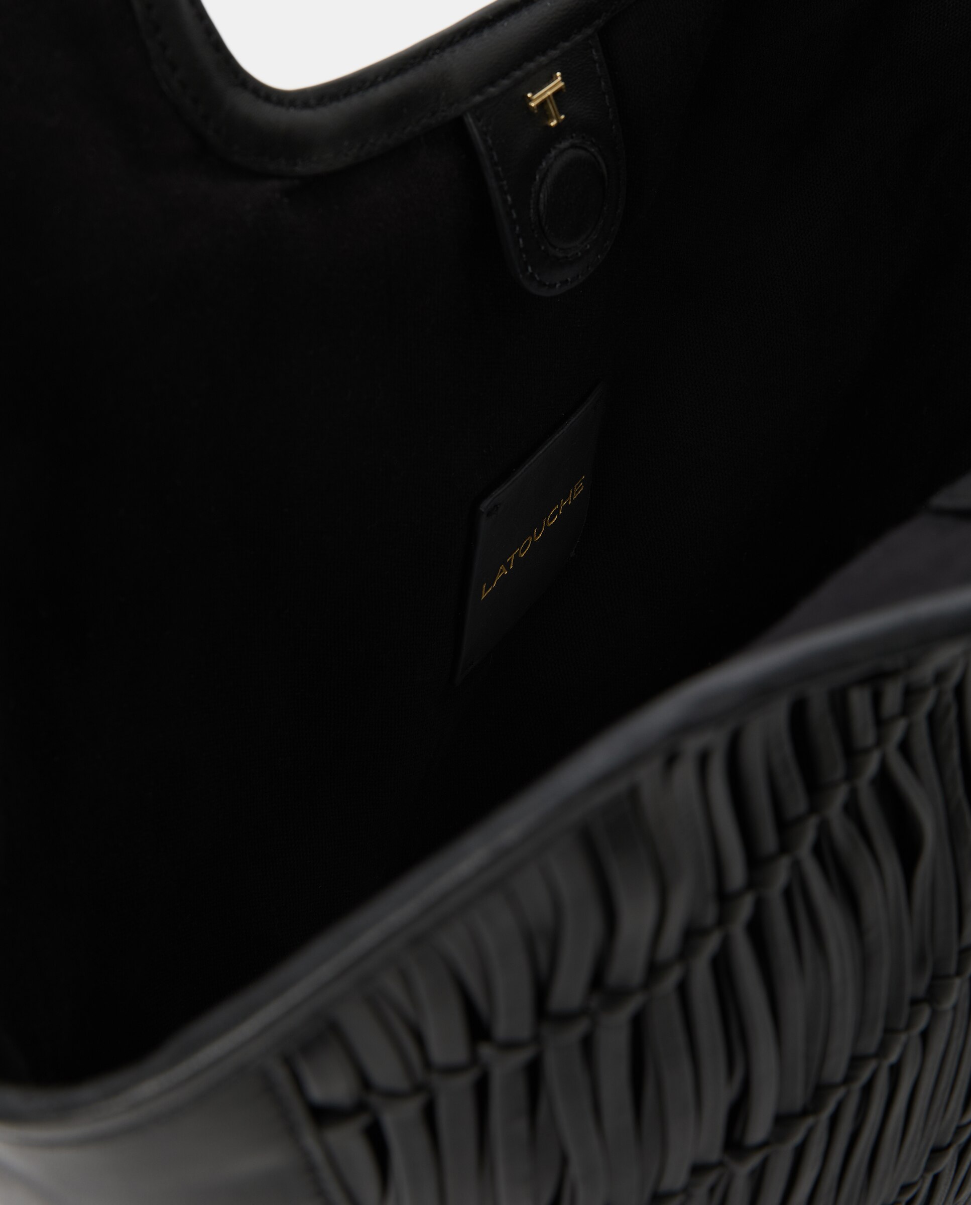 Mala Shopper Entrançada em Pele Preto-4