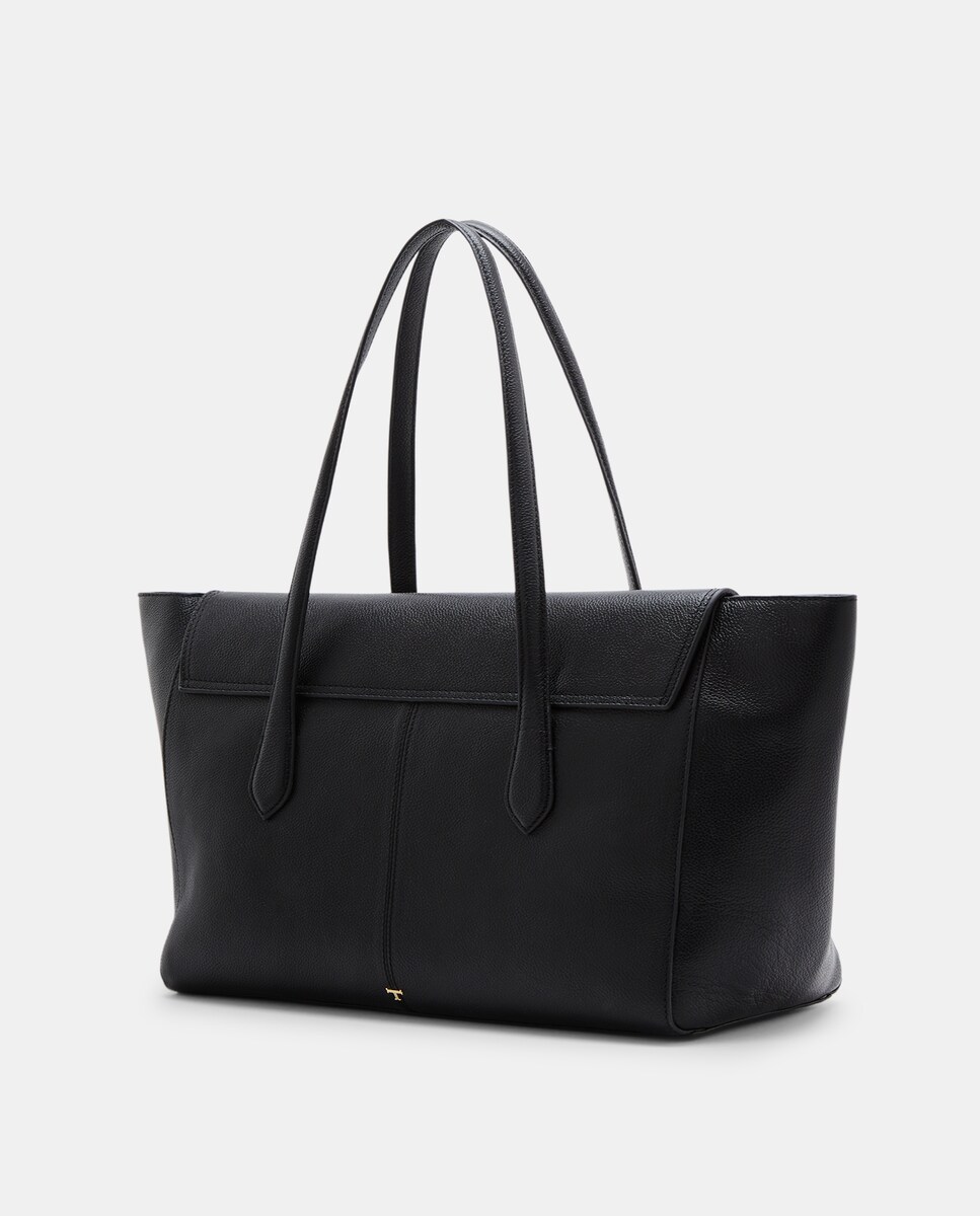 Mala Shopper com Aba e Fecho Metálico Preto-2