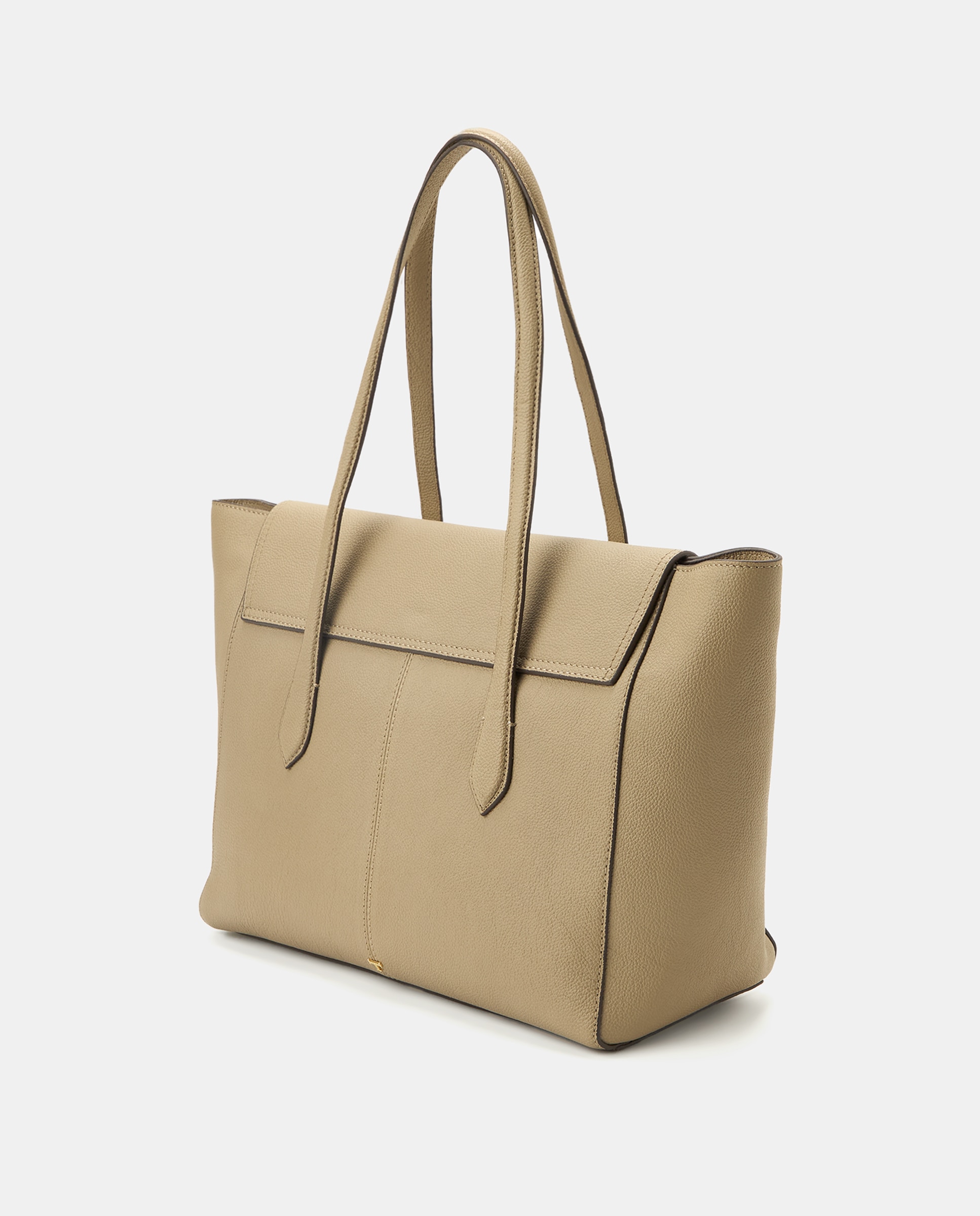 Mala Shopper com Aba e Fecho Metálico Vison Claro-2